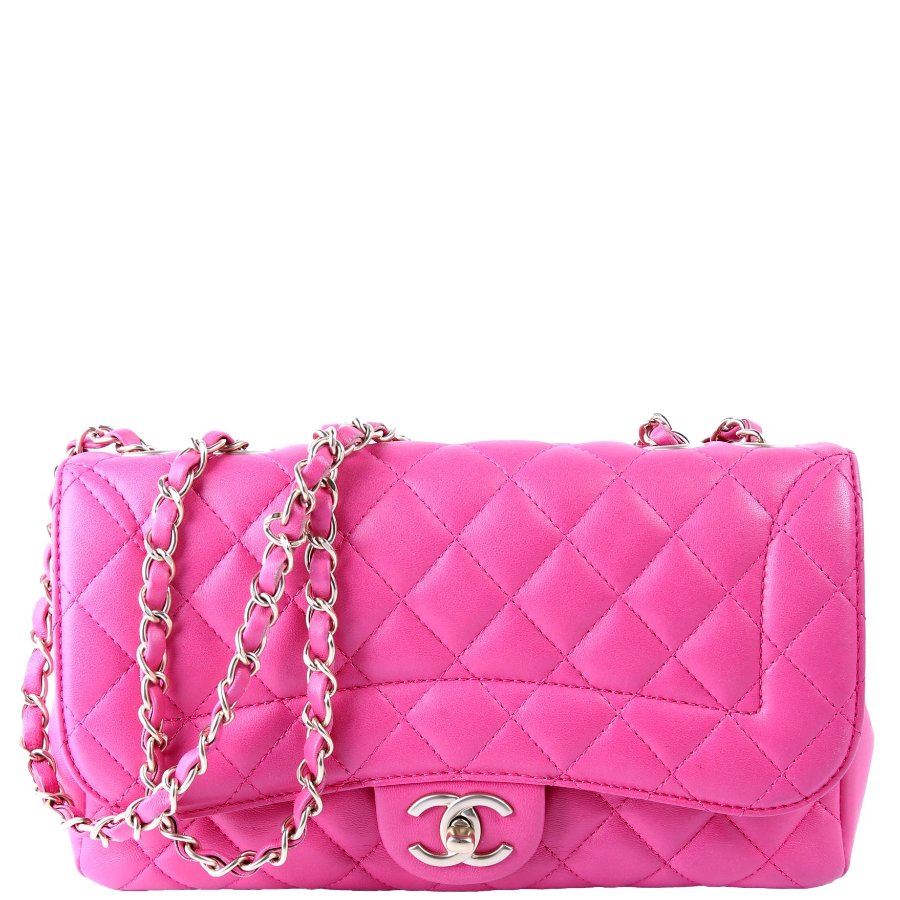 Mademoiselle Flap Bag Quilted Lambskin 21M Pink