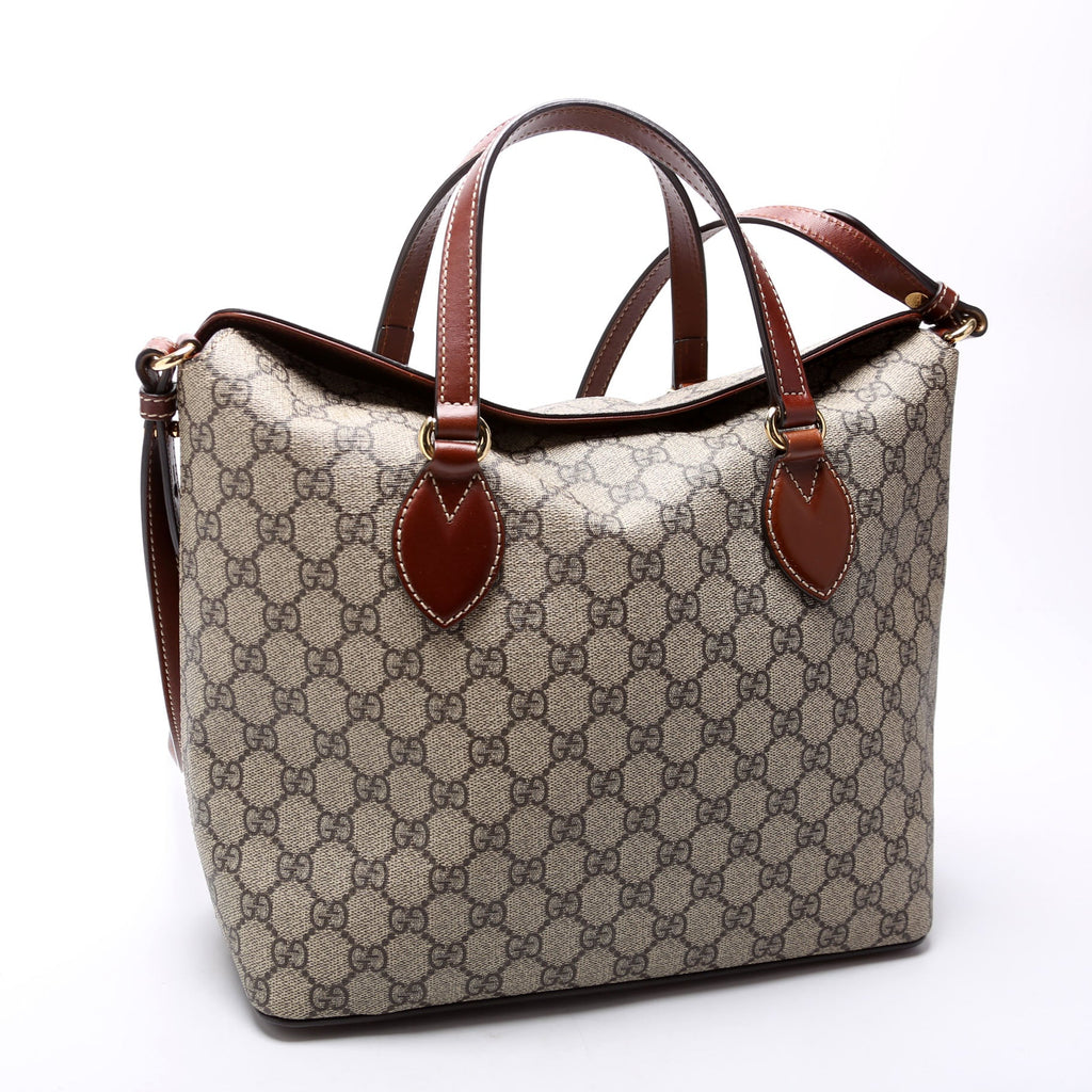 429147 GG Supreme Fold Over Tote Brown