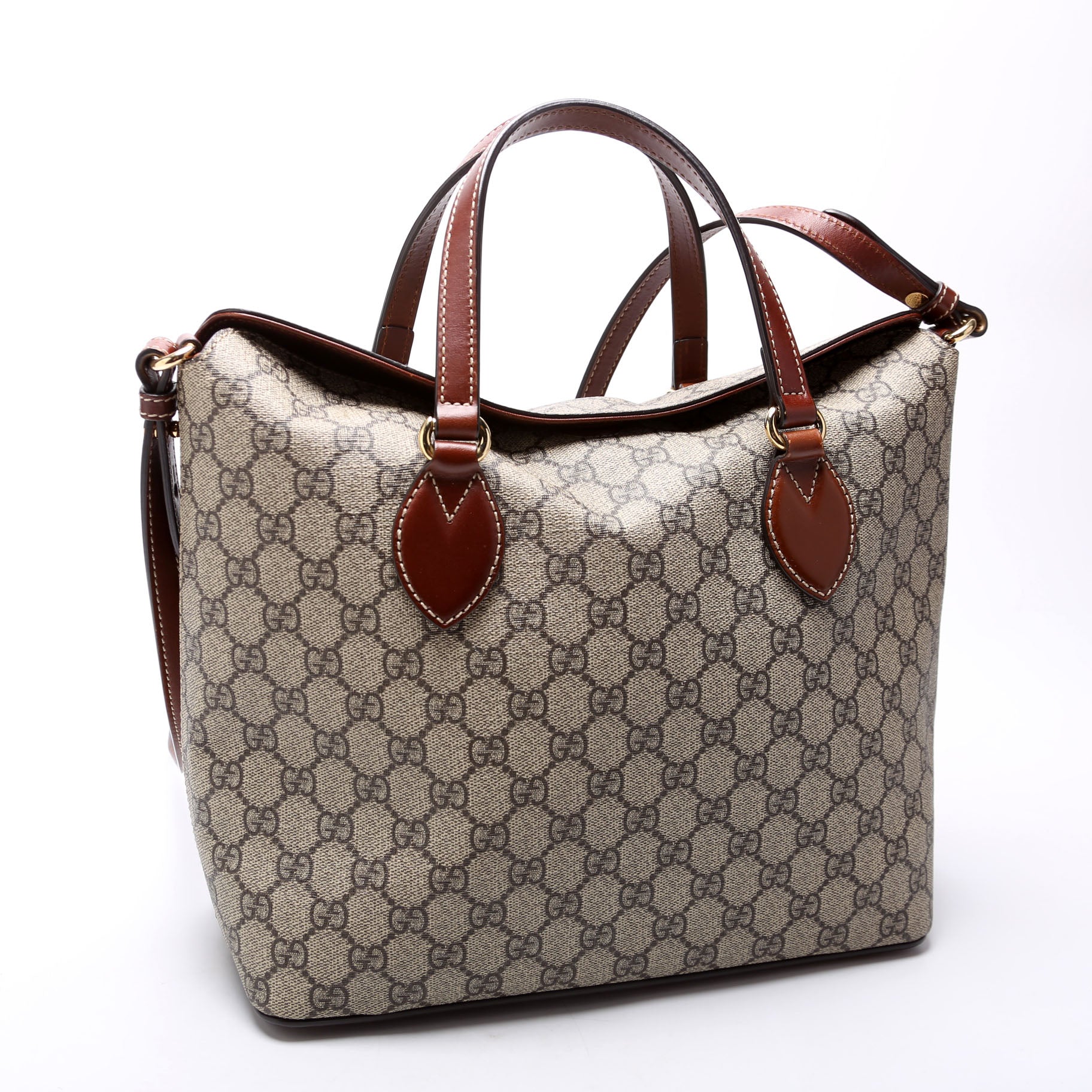 429147 GG Supreme Fold Over Tote Brown