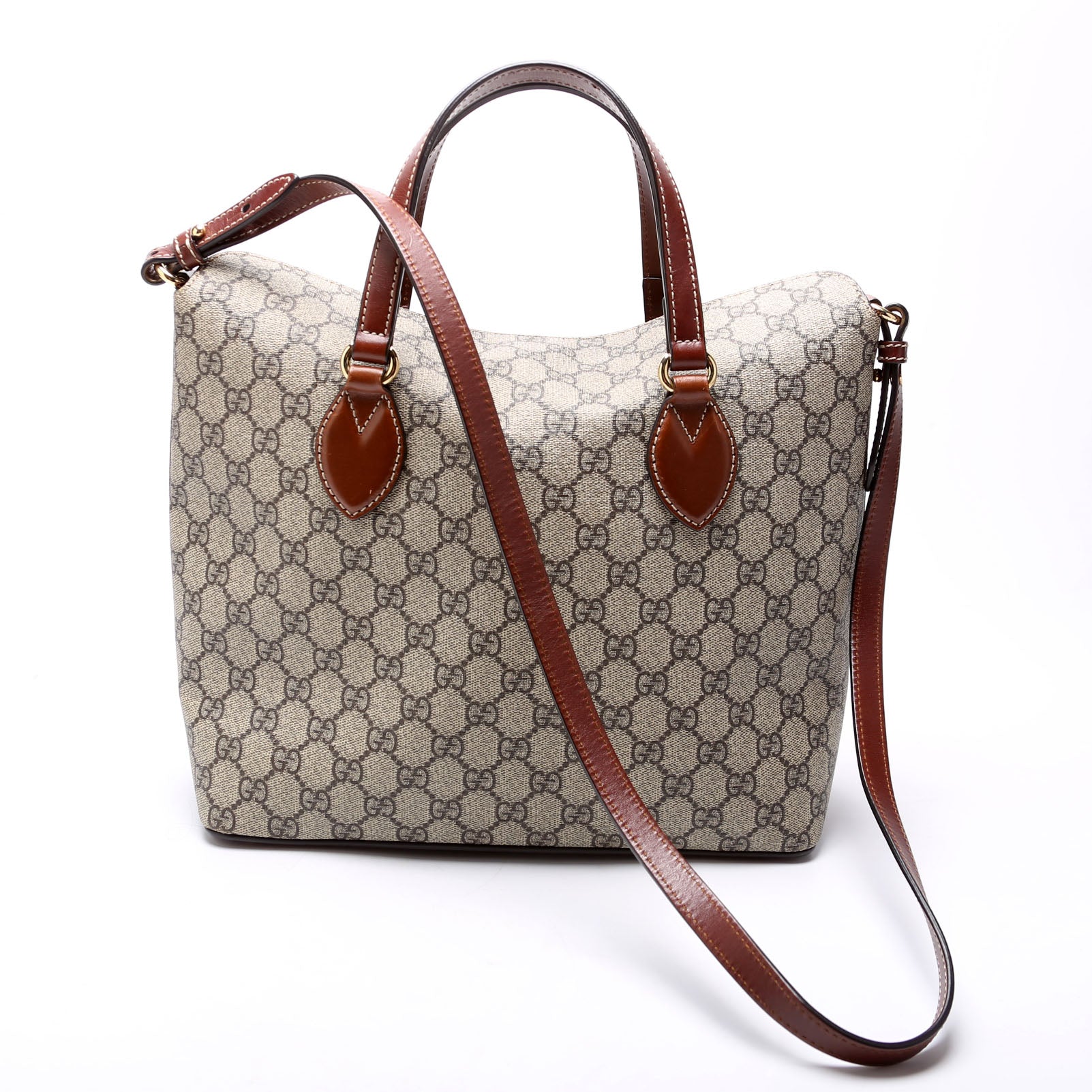 429147 GG Supreme Fold Over Tote Brown