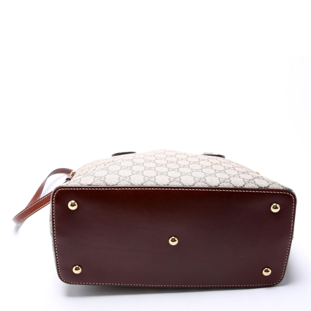 429147 GG Supreme Fold Over Tote Brown