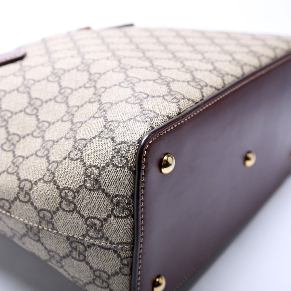 429147 GG Supreme Fold Over Tote Brown