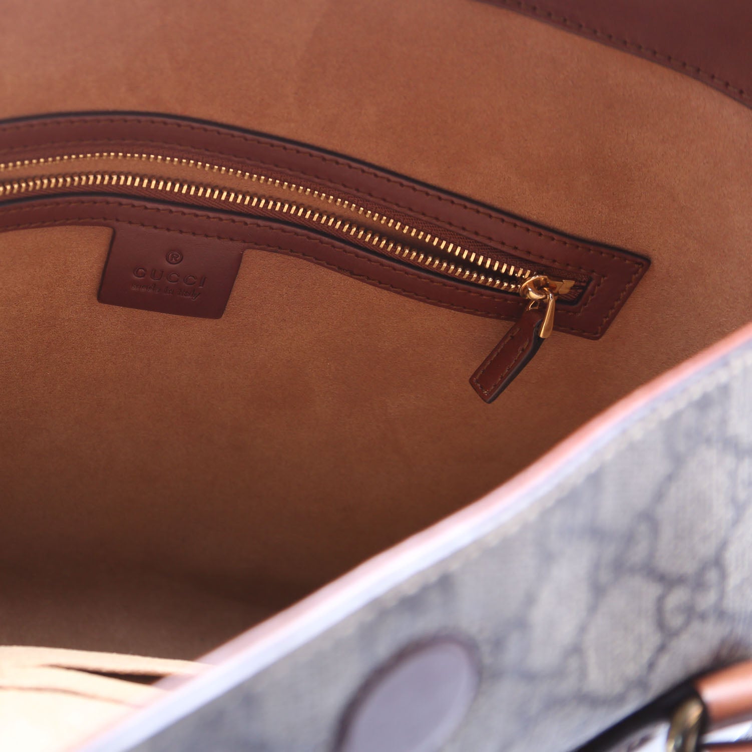 429147 GG Supreme Fold Over Tote Brown