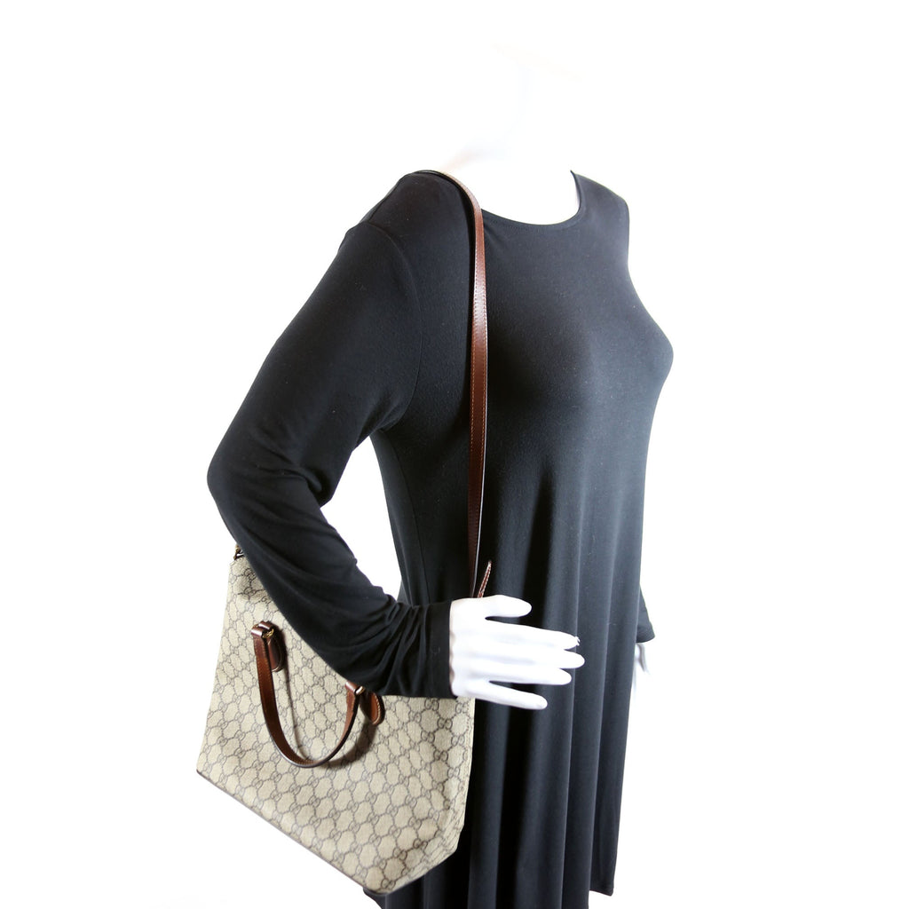 429147 GG Supreme Fold Over Tote Brown