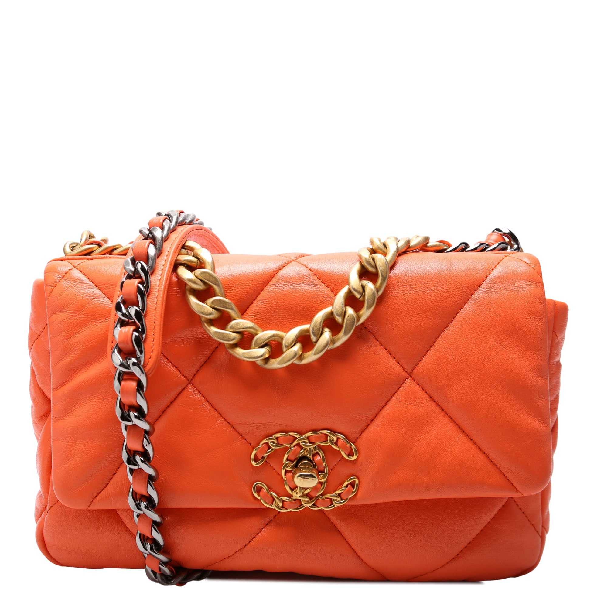 Quilted Goatskin 19 Medium Flap 29M Orange