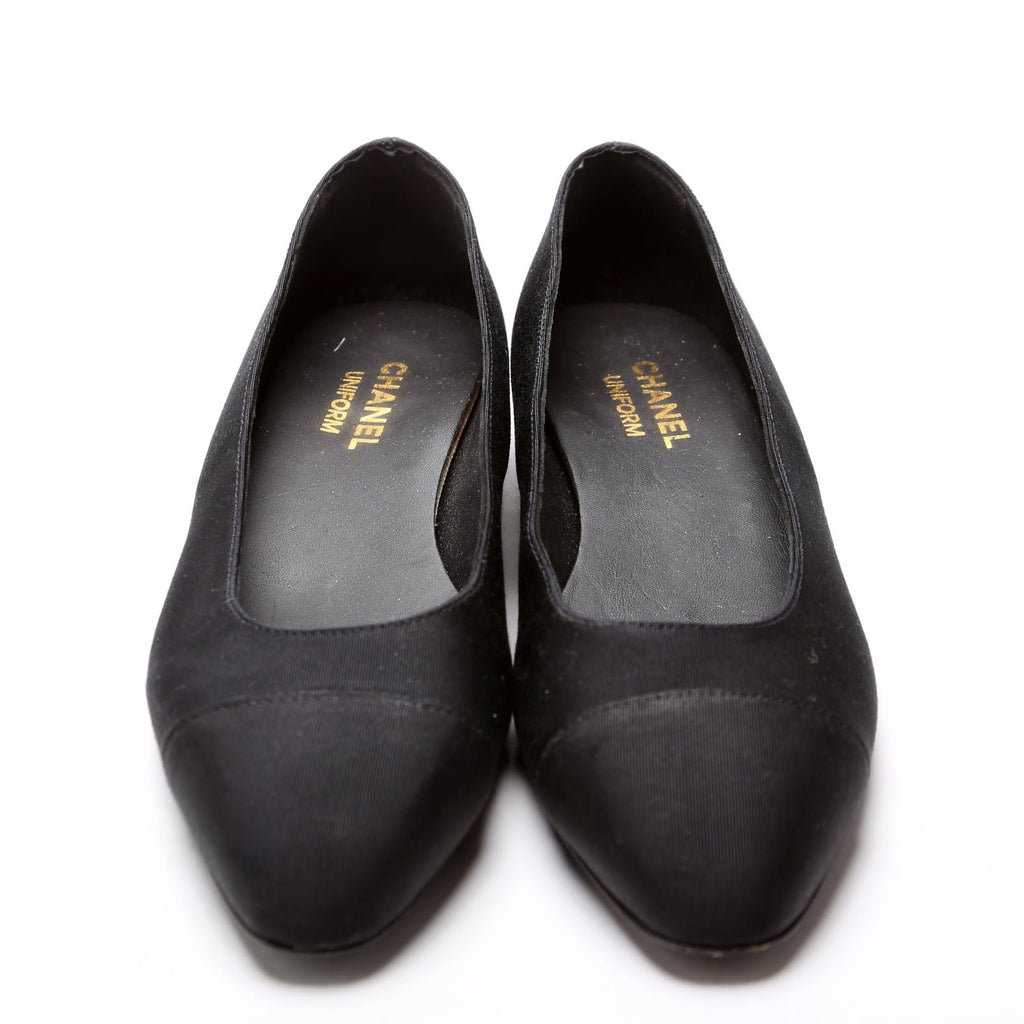 Cap Toe Uniform Ballet Flats Size 39 Black