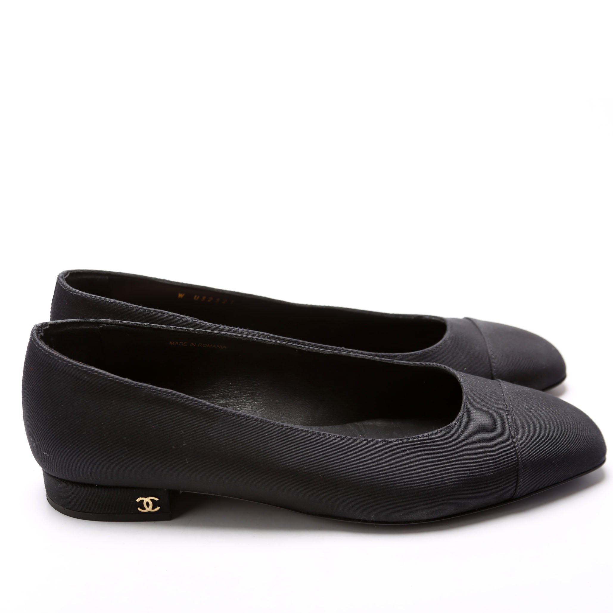 Cap Toe Uniform Ballet Flats Size 39 Black
