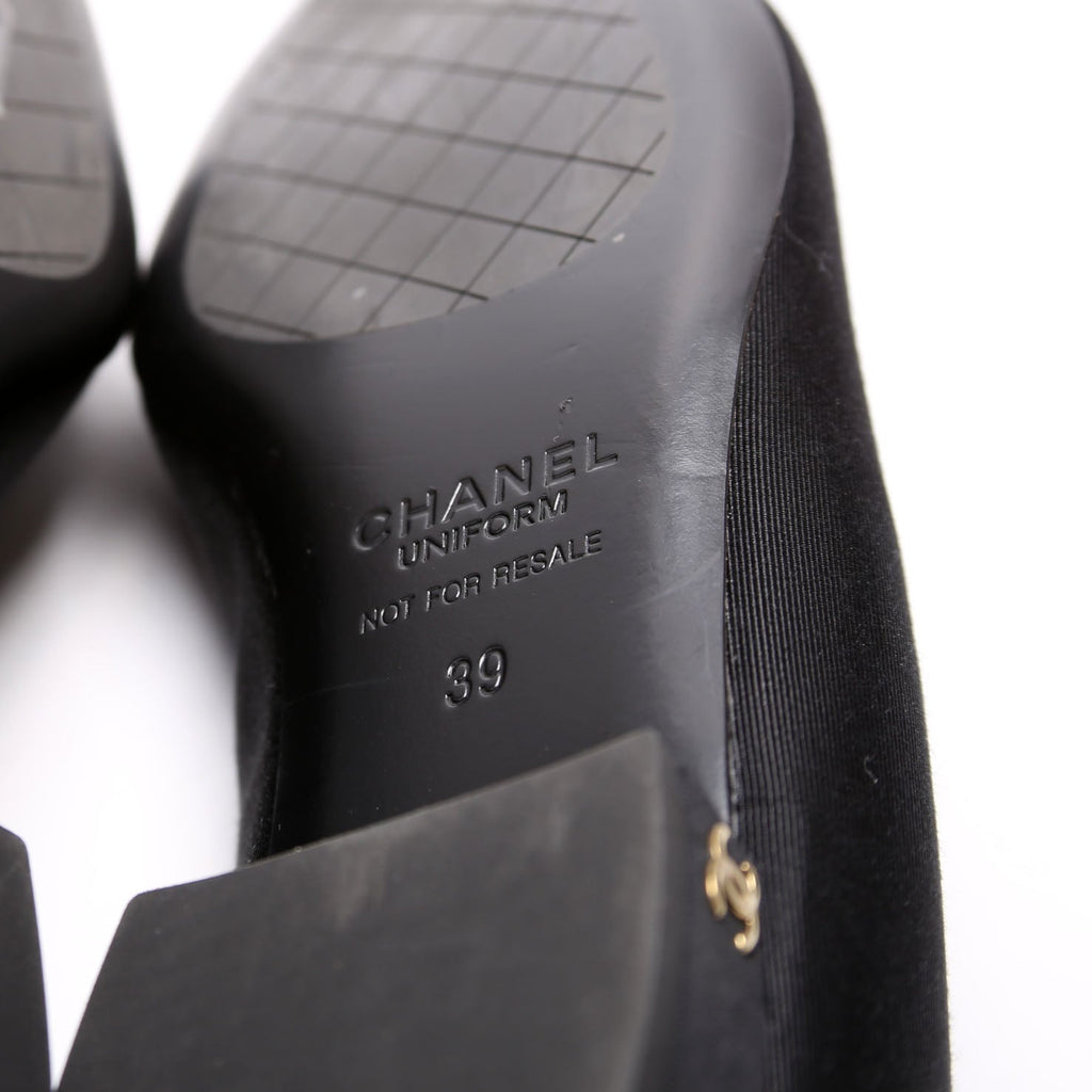 Cap Toe Uniform Ballet Flats Size 39 Black
