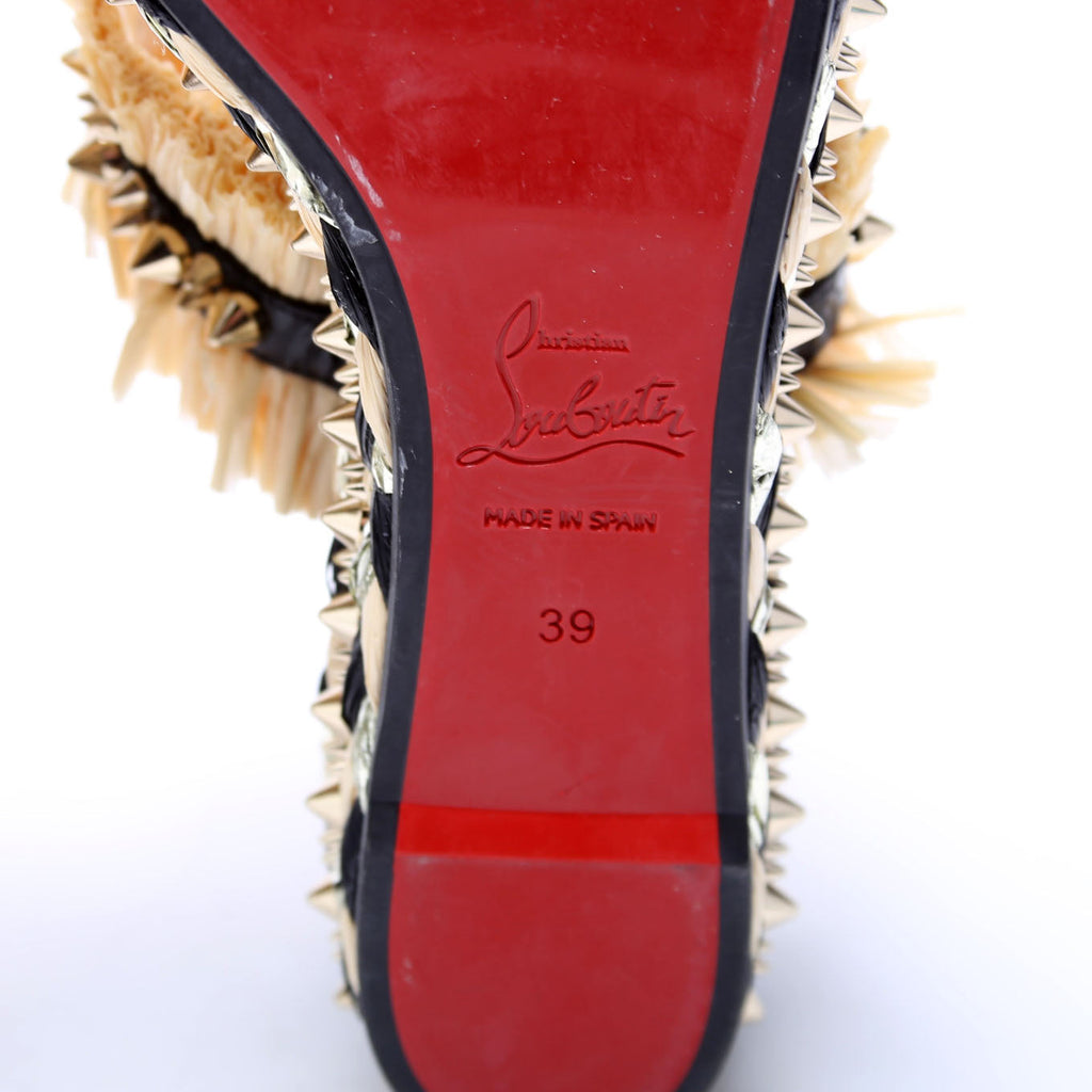 Voltinoudou Raffia Studded Spike Sandals Siz 39