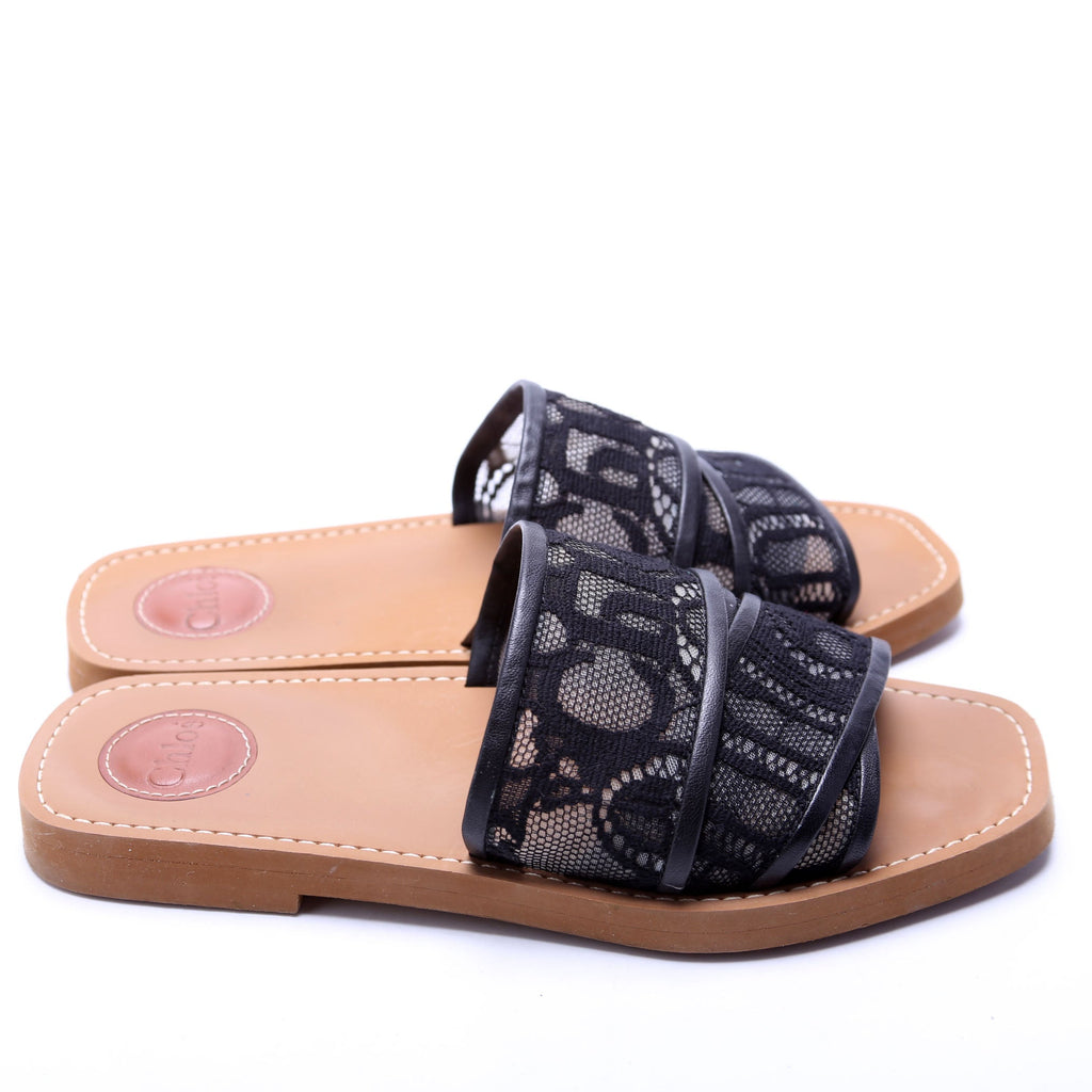 Woody Flat Mules Size 39 Black