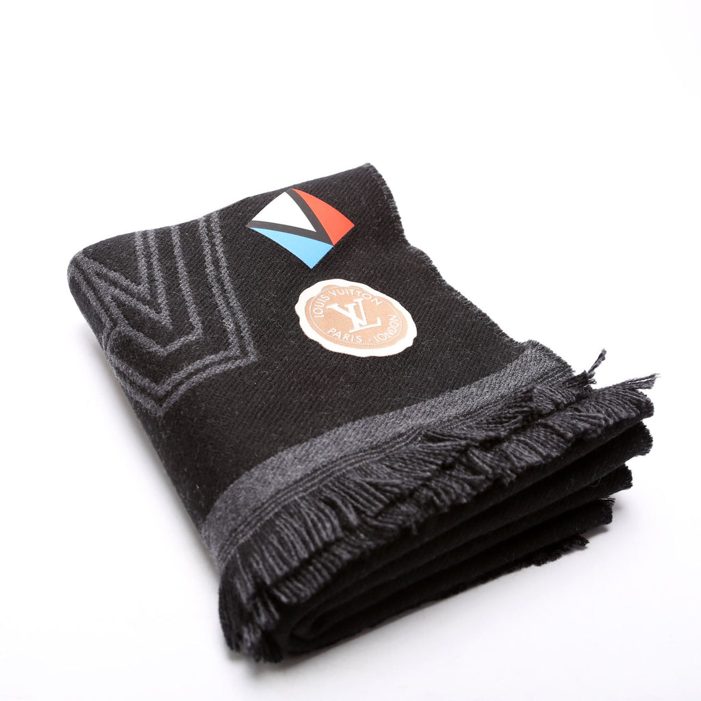 LV College League Fringe Wool Scarf Black