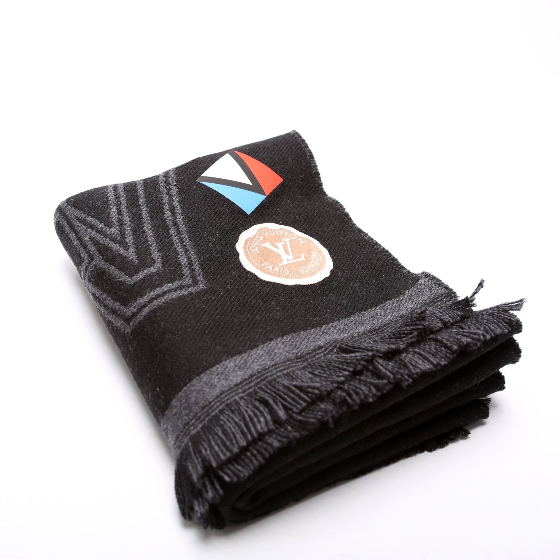 LV College League Fringe Wool Scarf Black