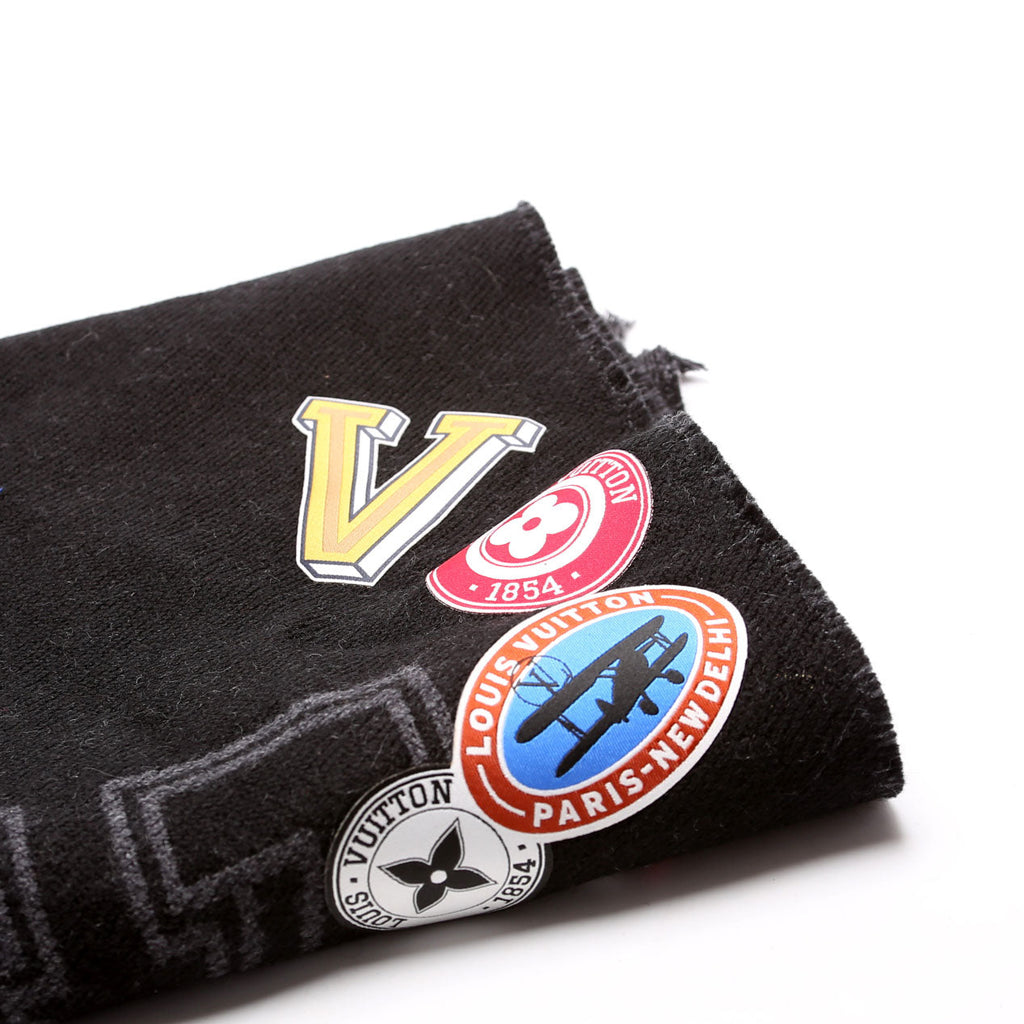 LV College League Fringe Wool Scarf Black