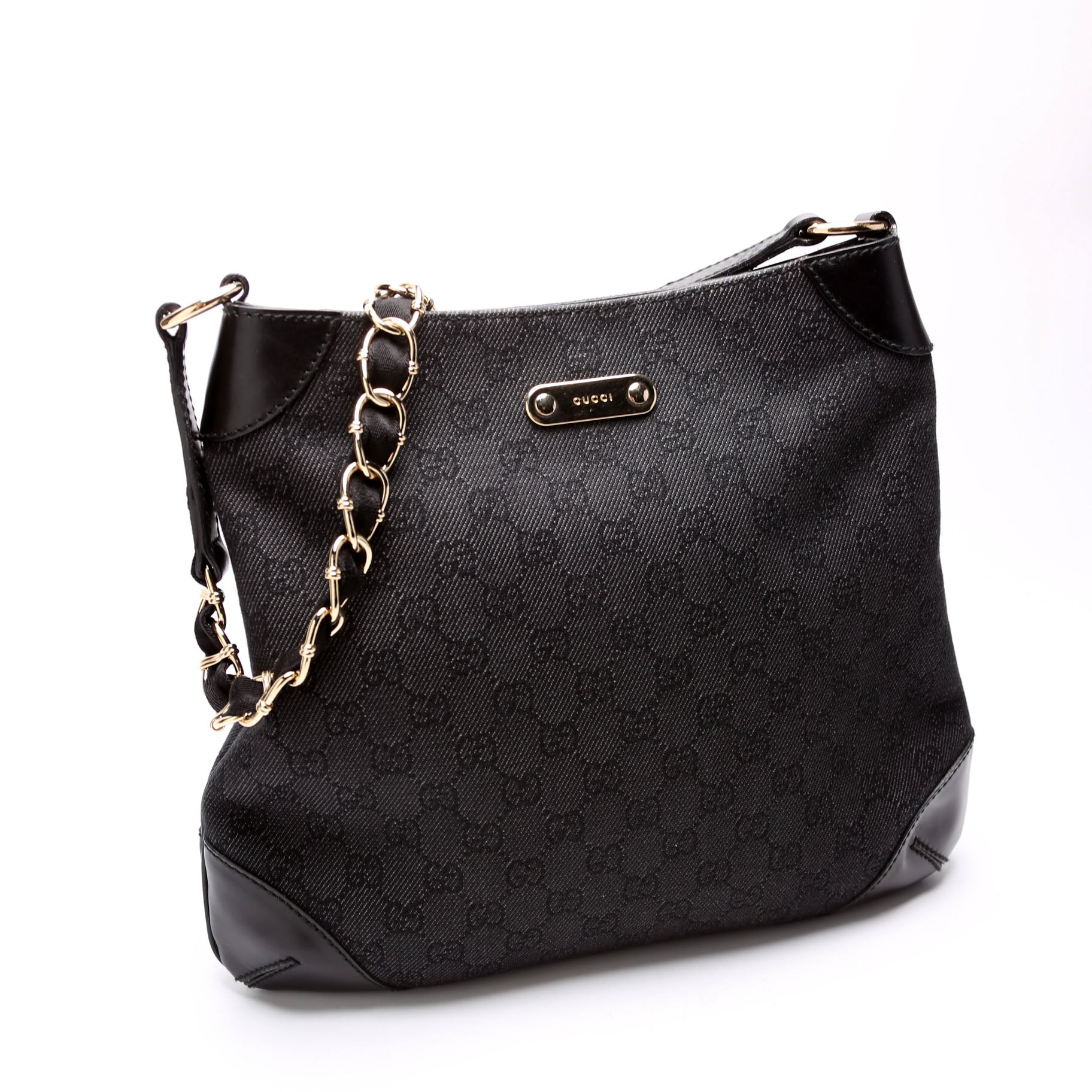 196140 GG Canvas Capri Chain Shoulder Bag Black
