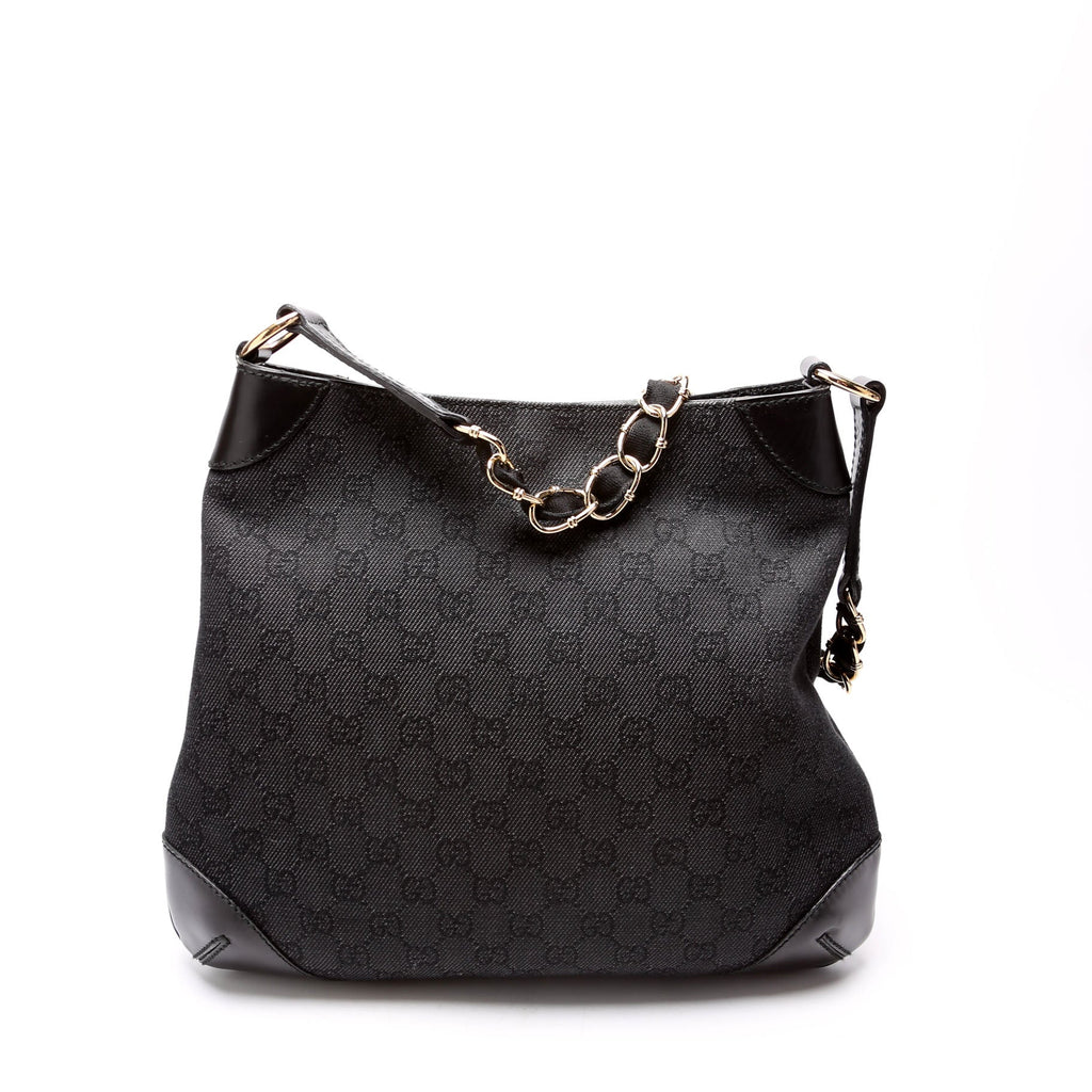 196140 GG Canvas Capri Chain Shoulder Bag Black