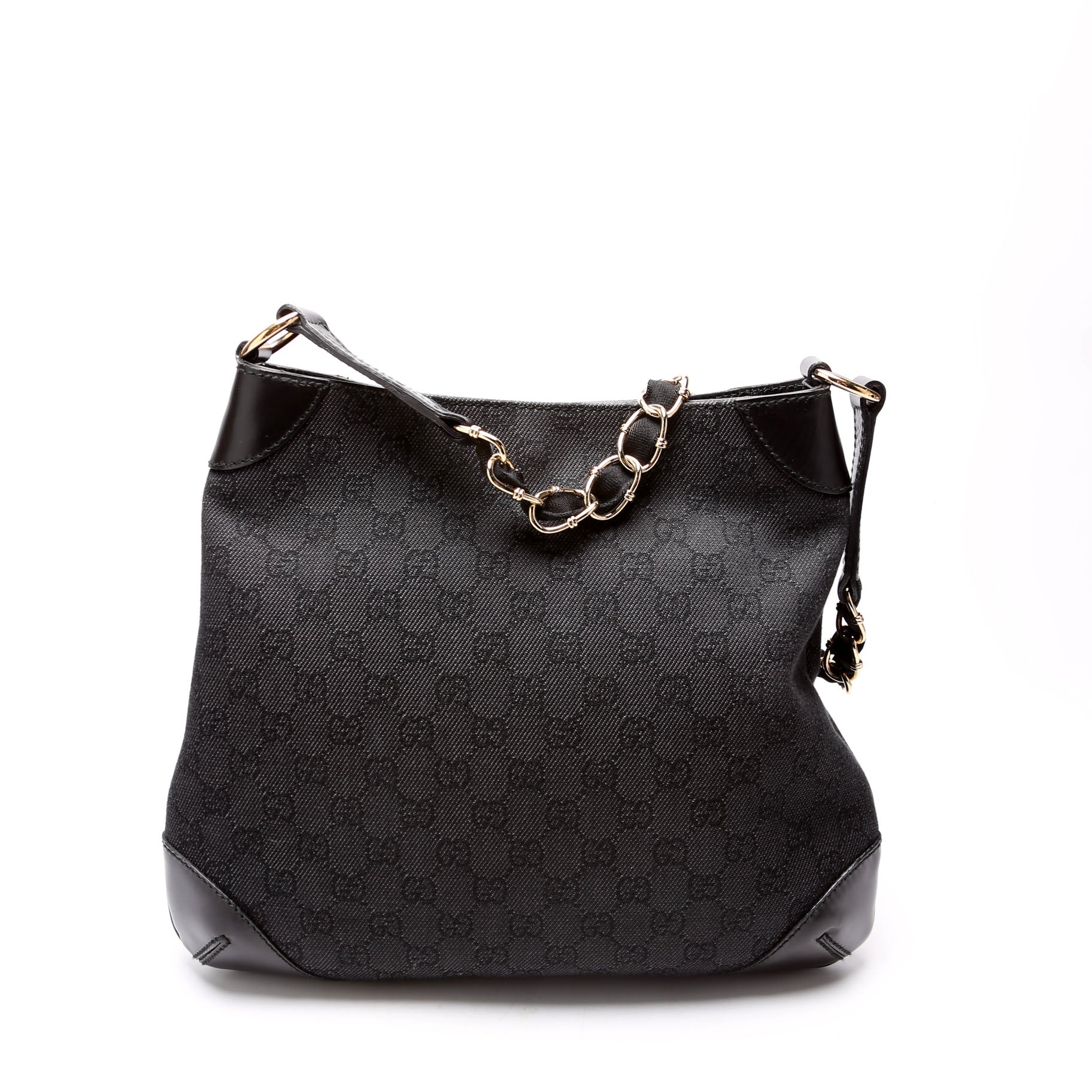196140 GG Canvas Capri Chain Shoulder Bag Black