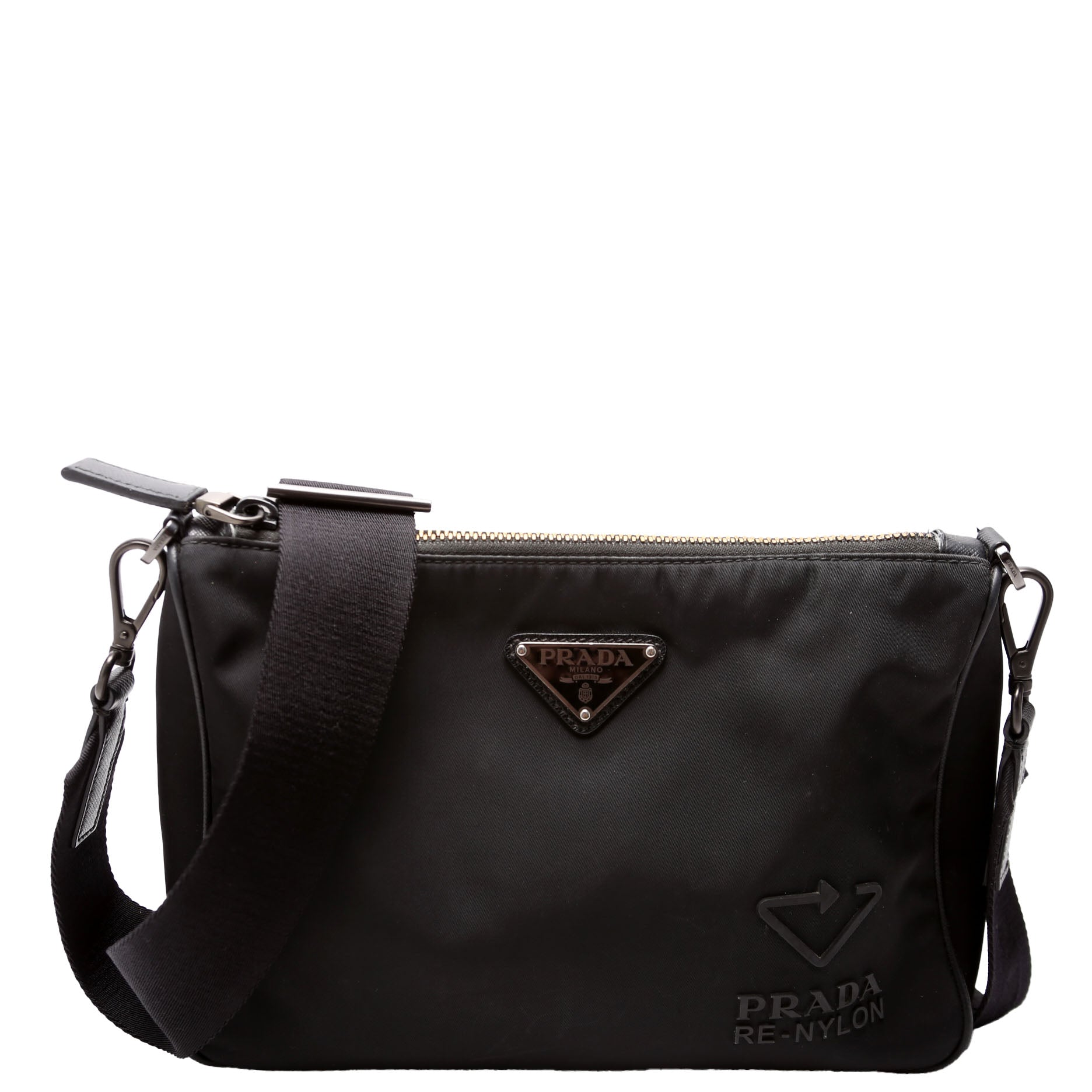 2VH113 Re-Nylon Small Zip Messenger Bag Black
