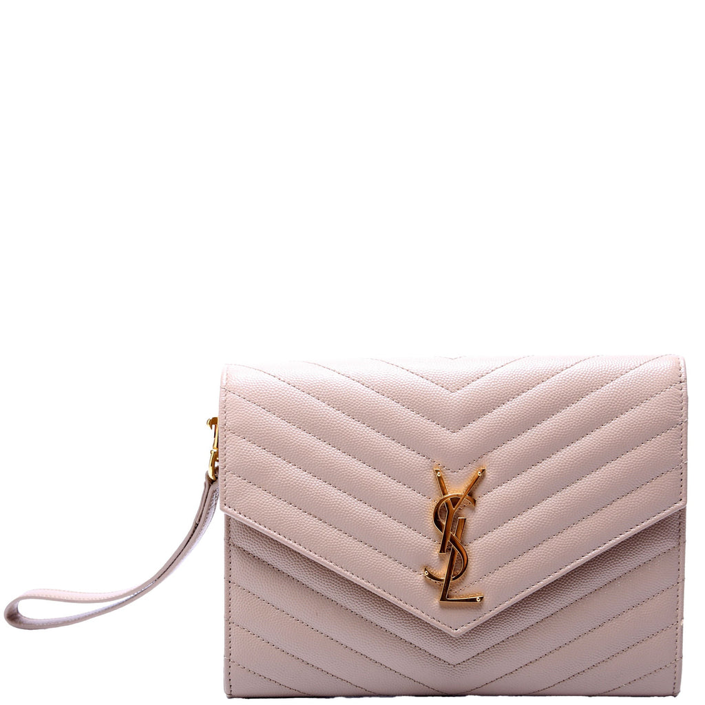 617662 Grain De Cassandre Flap Pouch Wristlet Tan