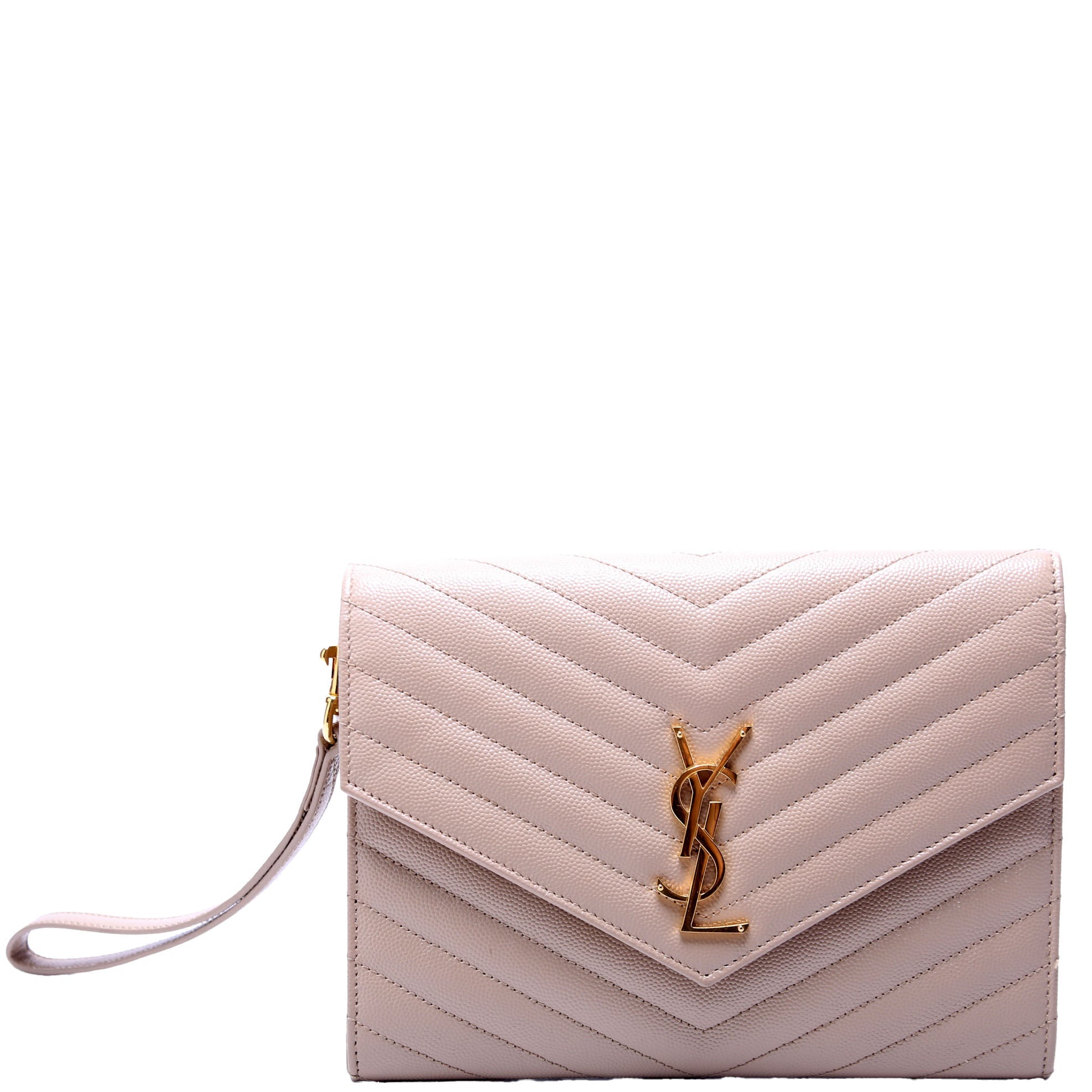 617662 Grain De Cassandre Flap Pouch Wristlet Tan