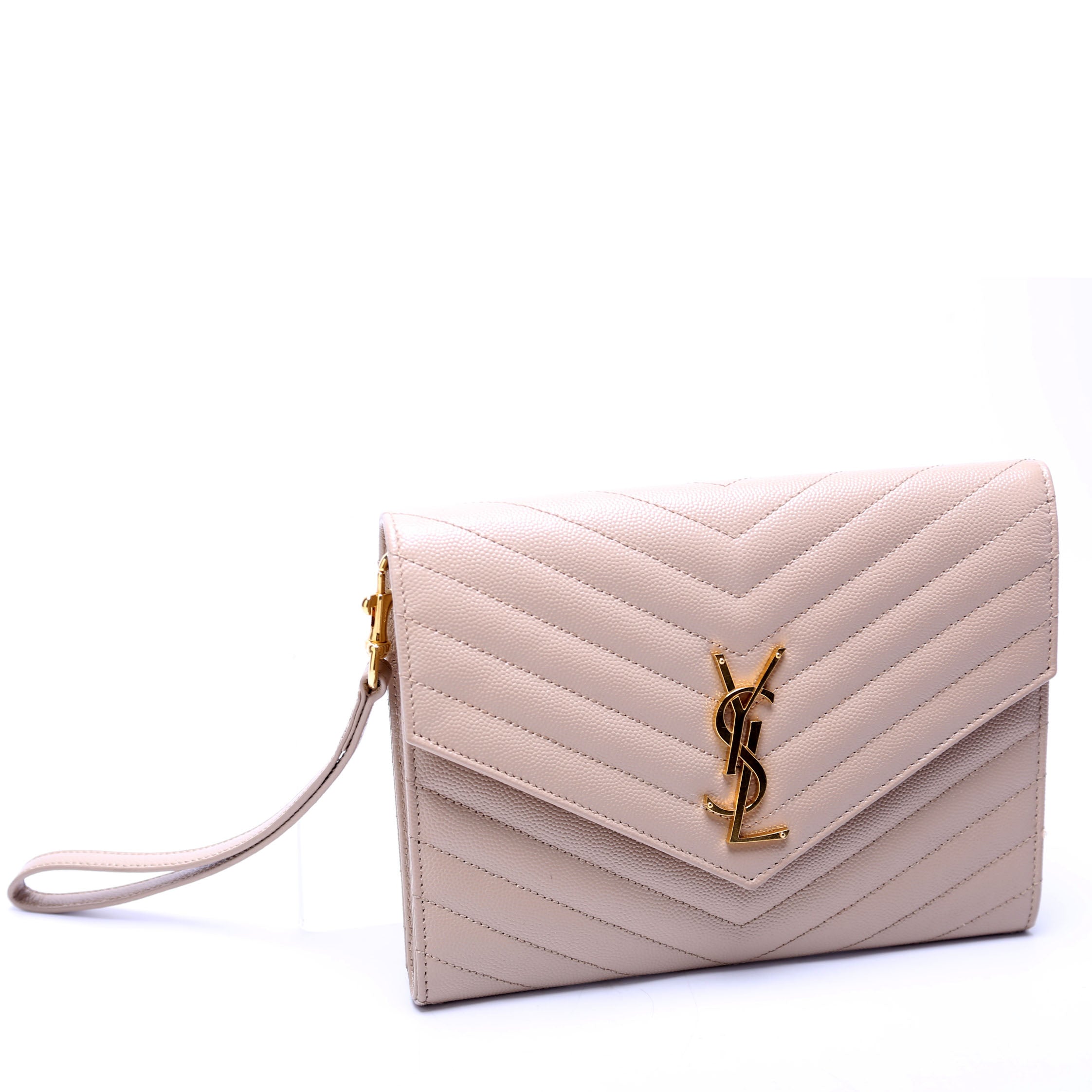 617662 Grain De Cassandre Flap Pouch Wristlet Tan