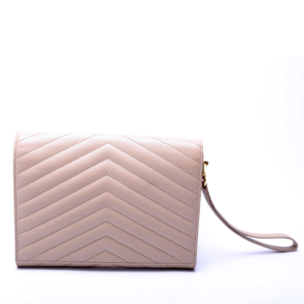 617662 Grain De Cassandre Flap Pouch Wristlet Tan