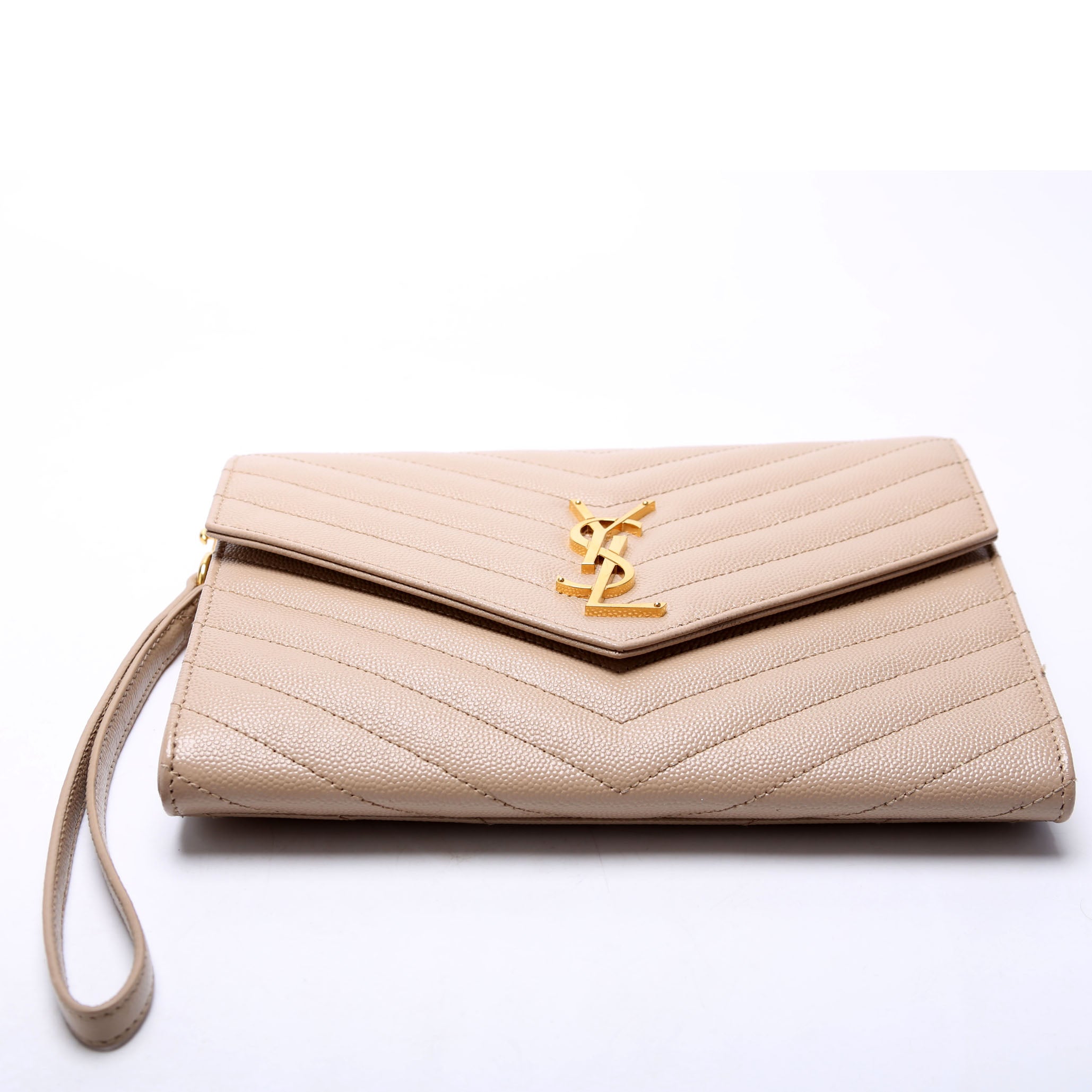 617662 Grain De Cassandre Flap Pouch Wristlet Tan