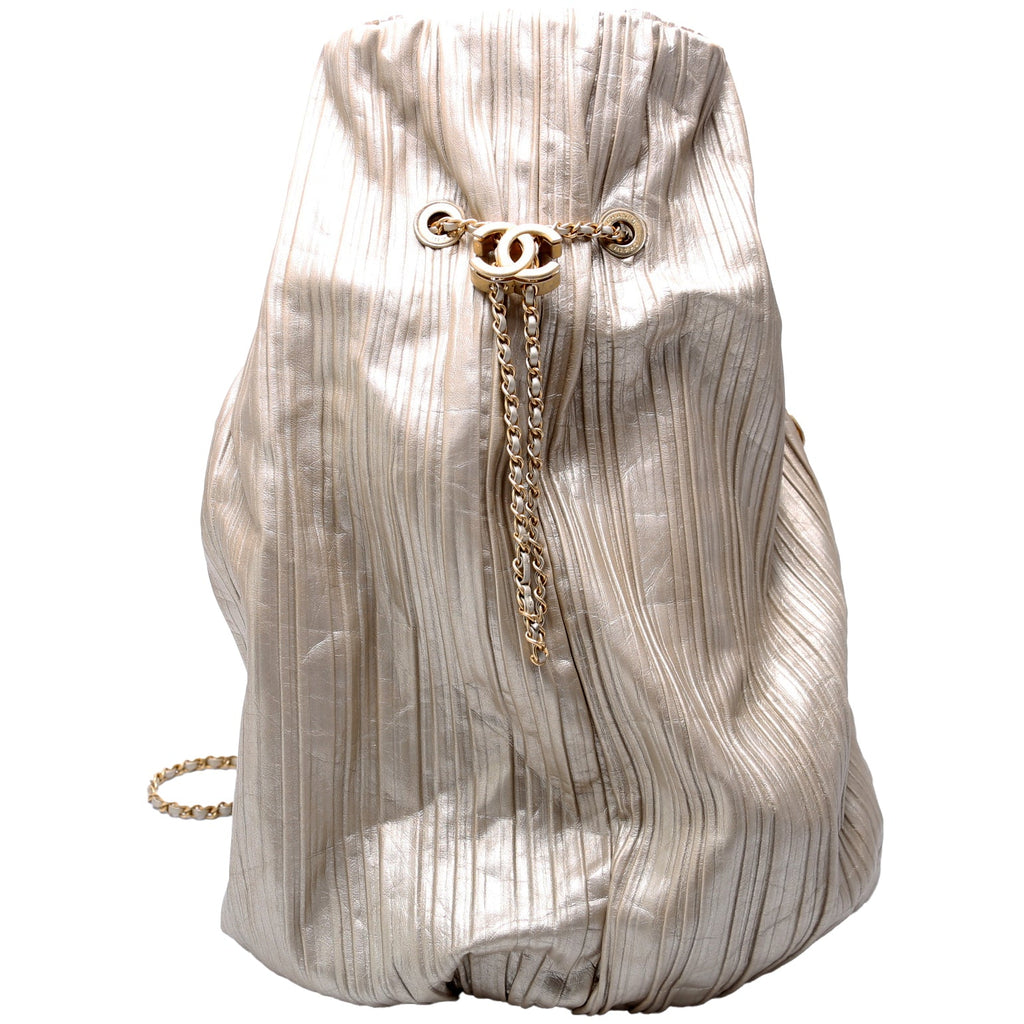 Coco Pleats Drawstring Iridescent Bag 25M Gold