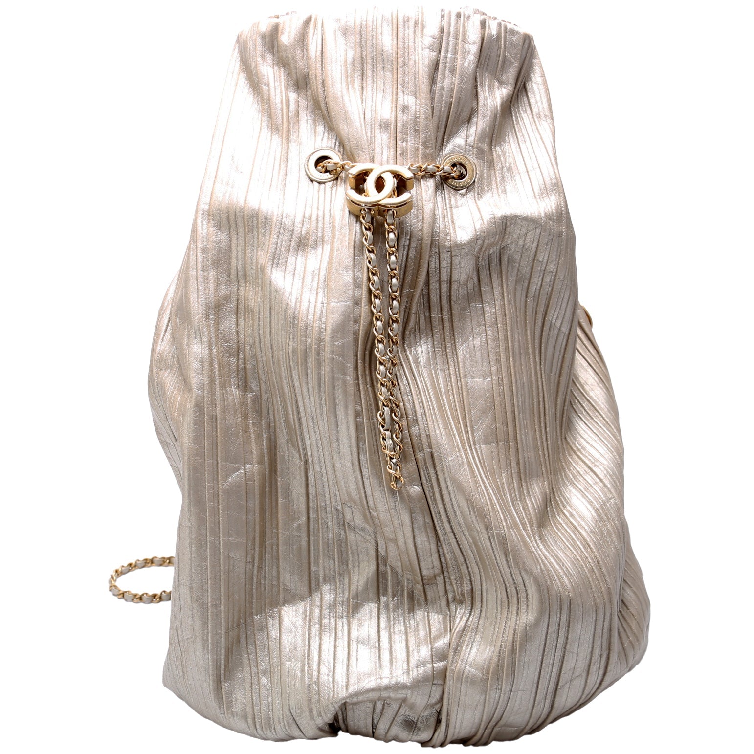 Coco Pleats Drawstring Iridescent Bag 25M Gold
