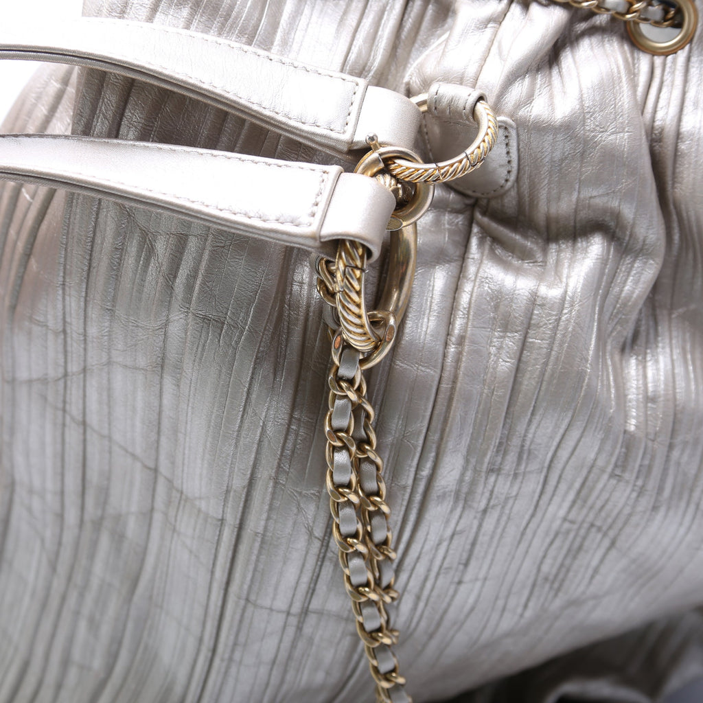 Coco Pleats Drawstring Iridescent Bag 25M Gold