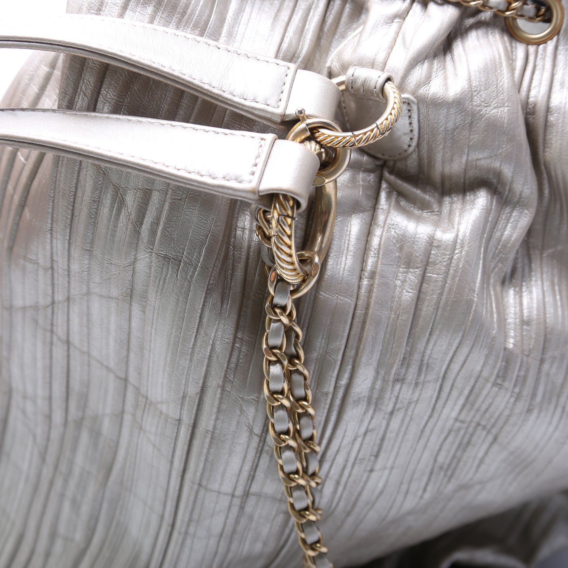 Coco Pleats Drawstring Iridescent Bag 25M Gold