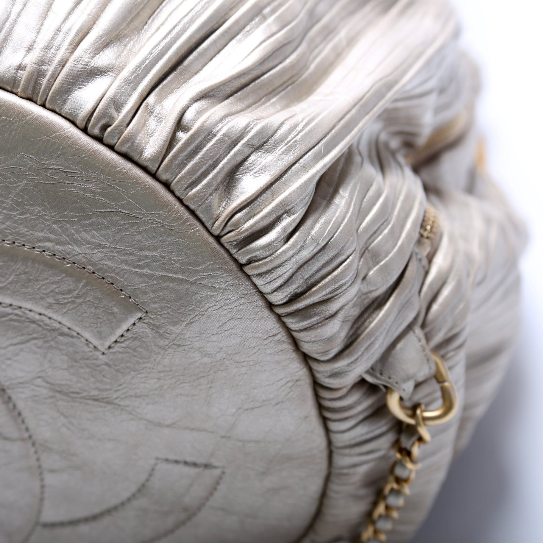 Coco Pleats Drawstring Iridescent Bag 25M Gold
