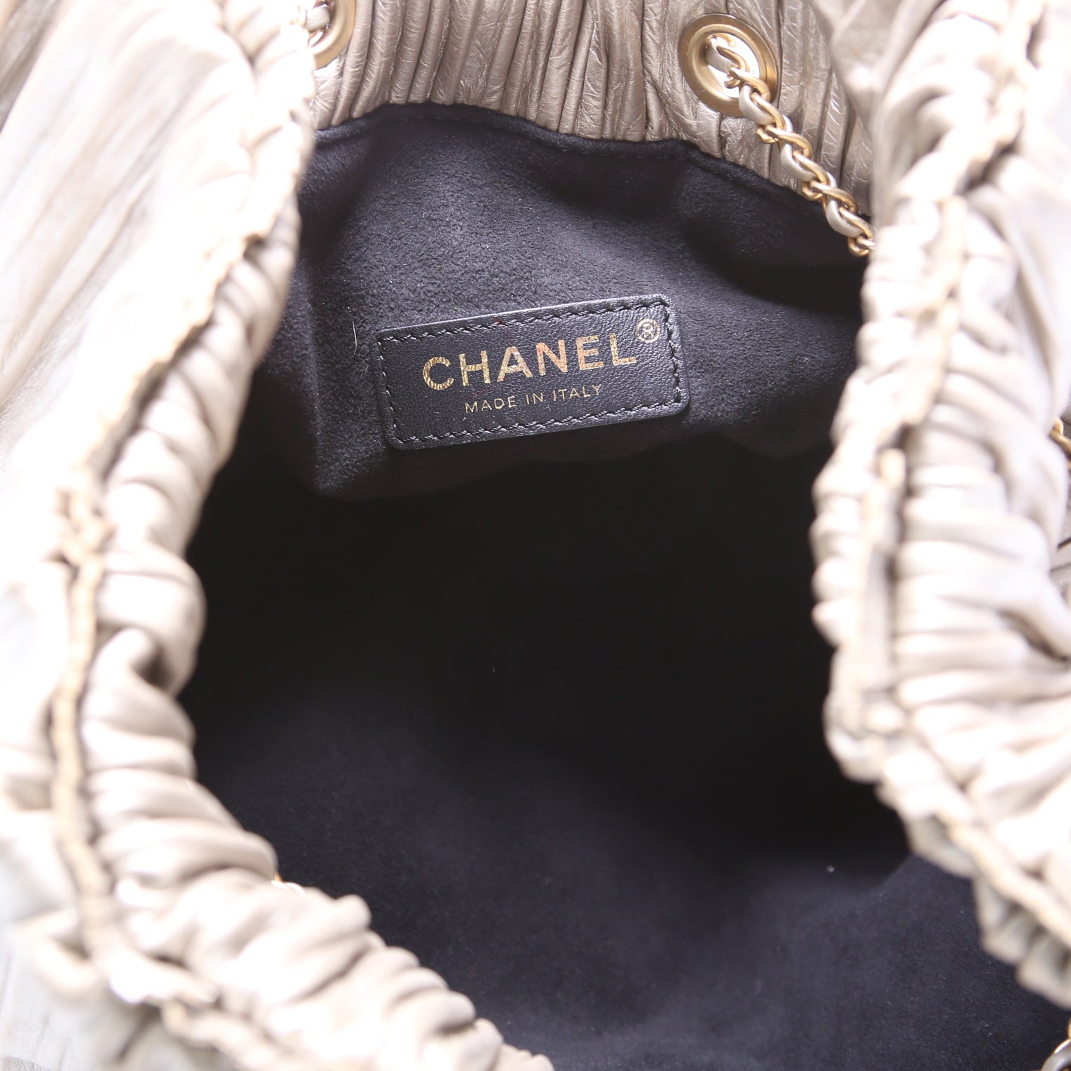 Coco Pleats Drawstring Iridescent Bag 25M Gold