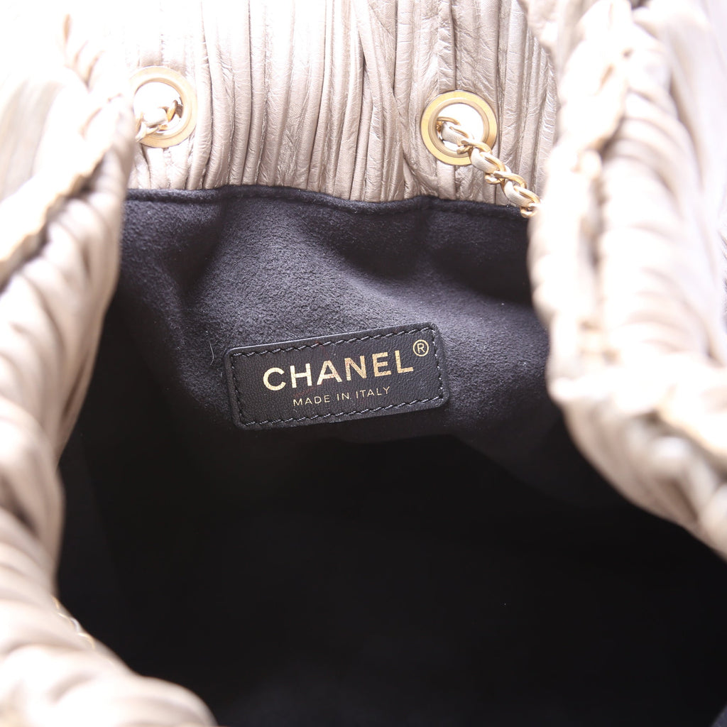 Coco Pleats Drawstring Iridescent Bag 25M Gold