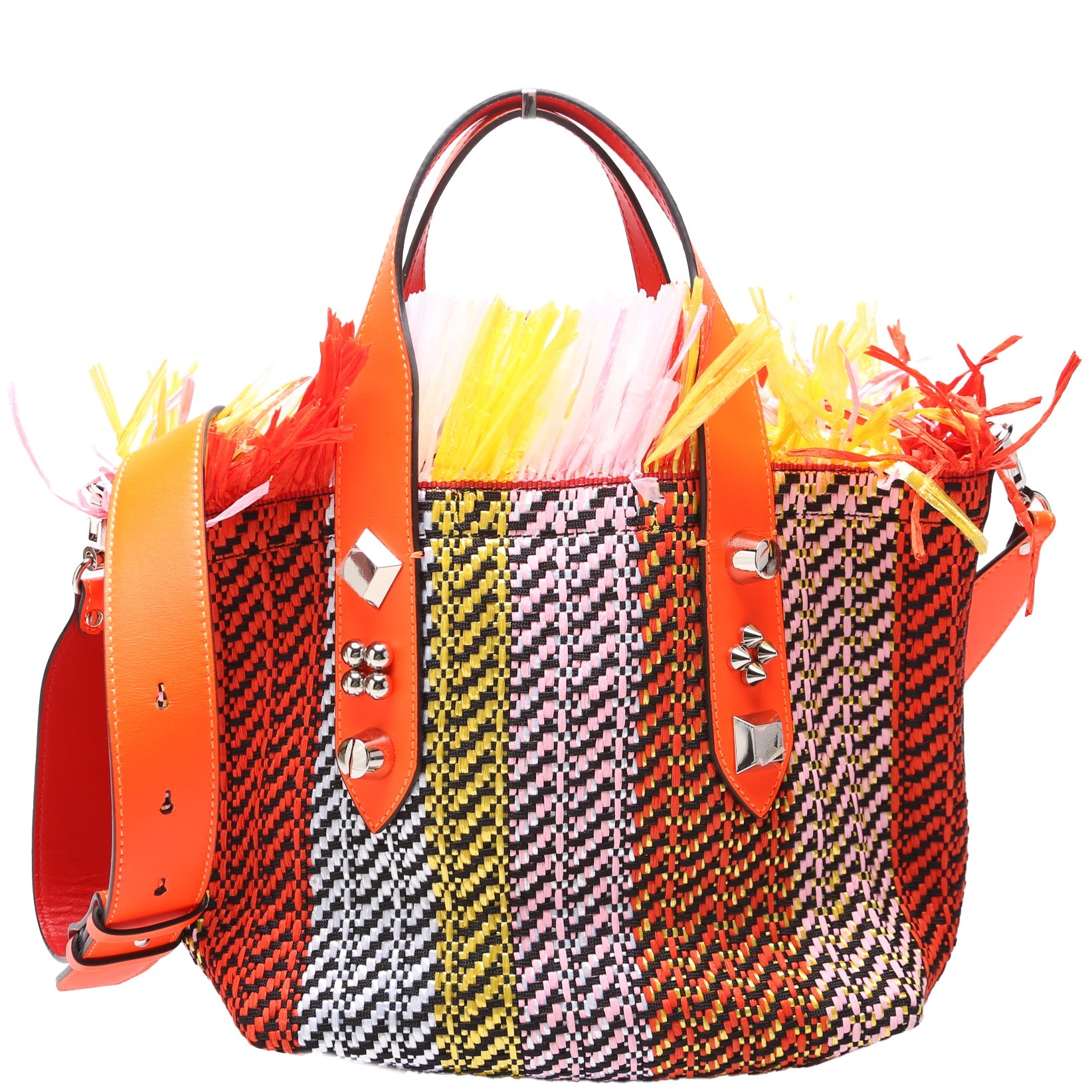 Frangibus Fringe Raffia Small Tote Multicolor