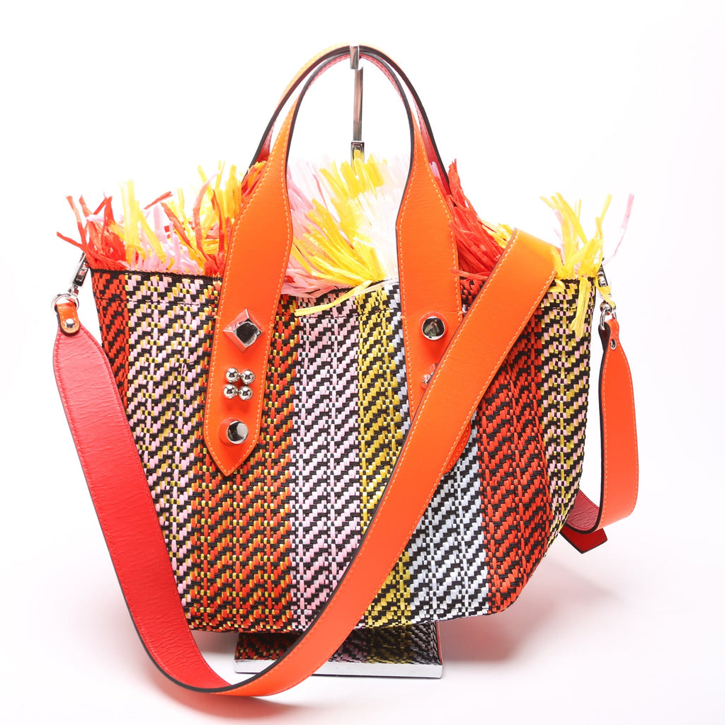Frangibus Fringe Raffia Small Tote Multicolor