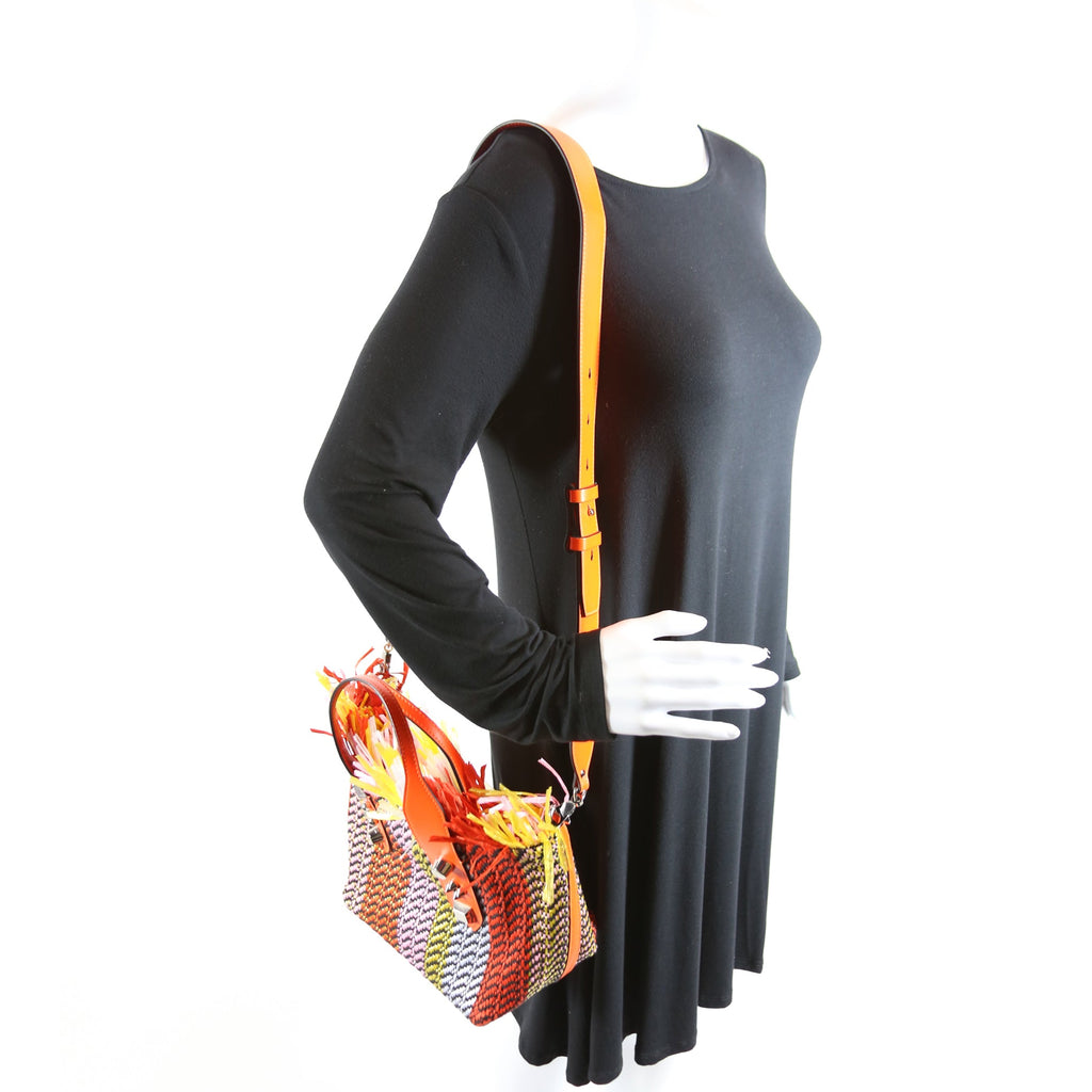 Frangibus Fringe Raffia Small Tote Multicolor