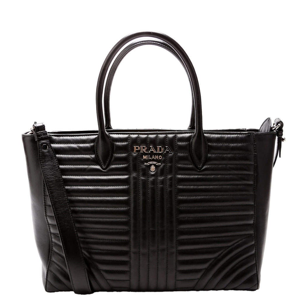 Quilted Calfskin Diagramme Tote 1BA195 Black
