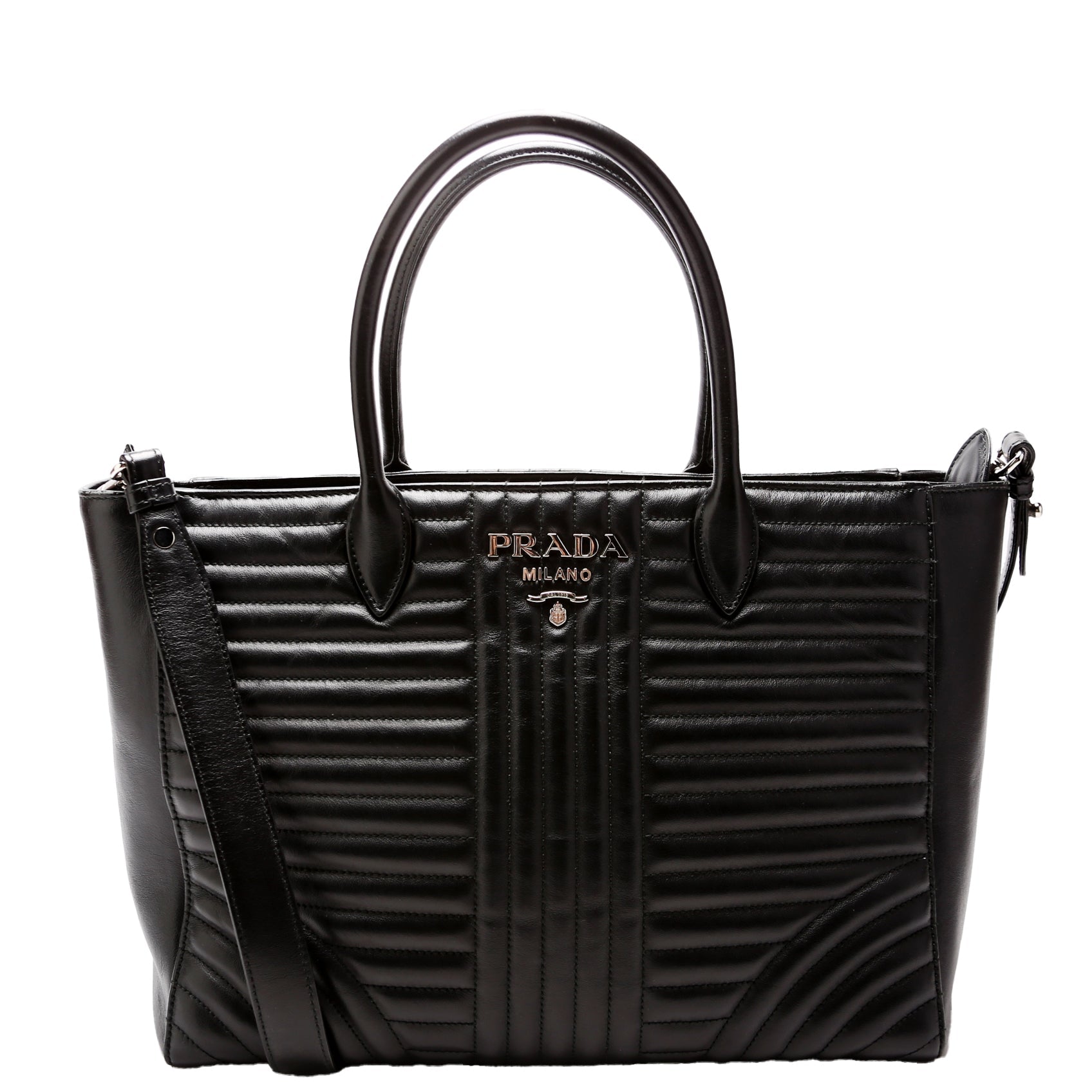 Quilted Calfskin Diagramme Tote 1BA195 Black