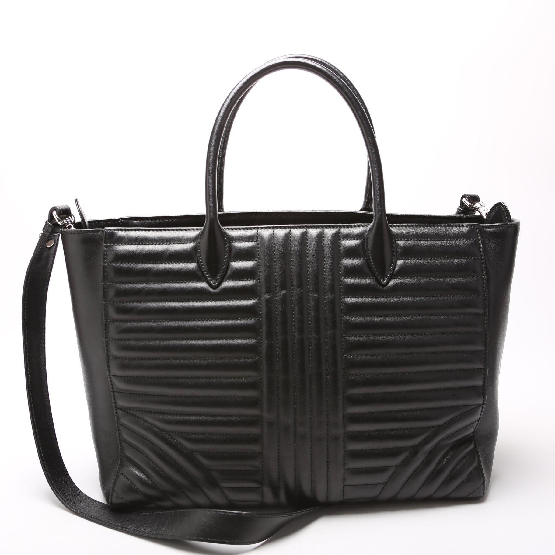 Quilted Calfskin Diagramme Tote 1BA195 Black