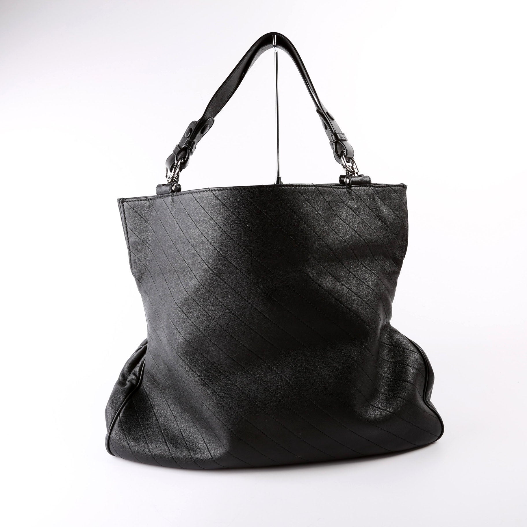 751516 Blondie Medium Leather Tote Black