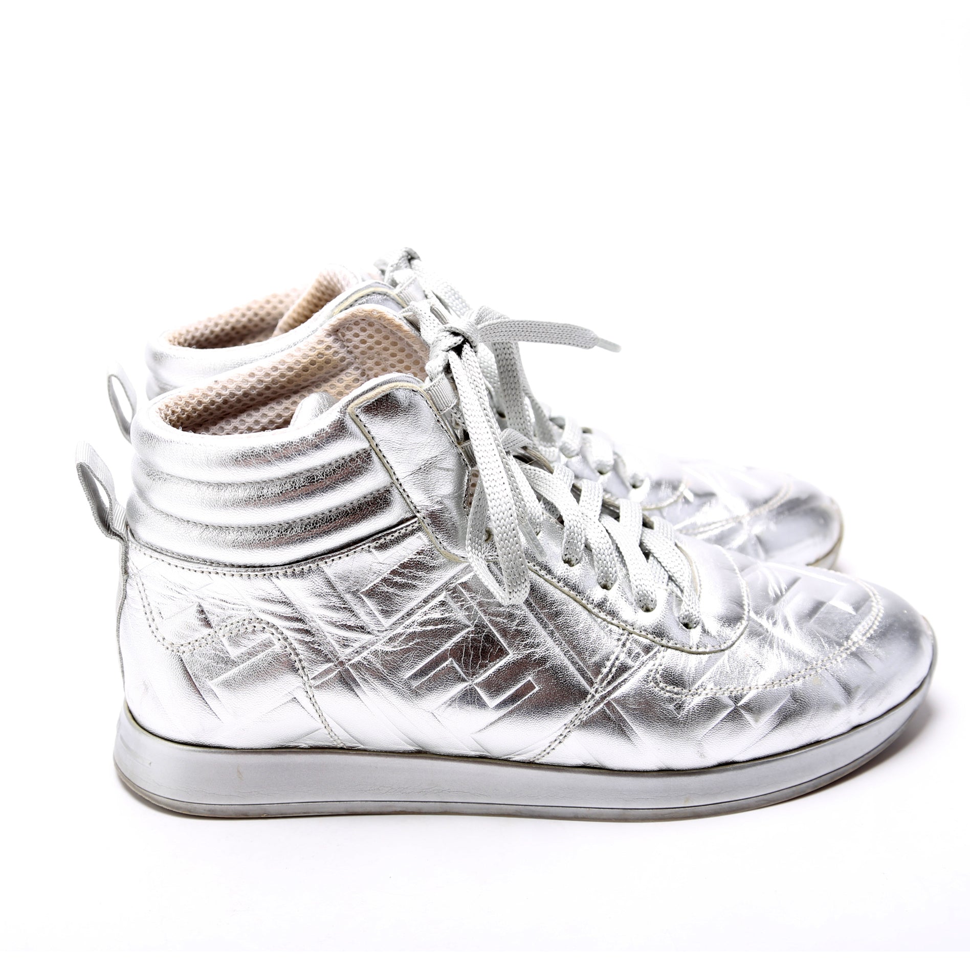 Fendi X Nicki Minaj FF Embossed High Top Sneakers Size 37
