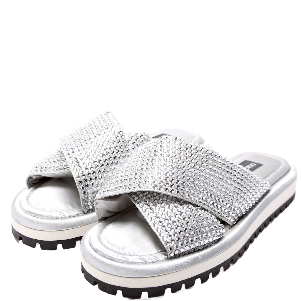 Rhinestone Crossover Slides Size 38