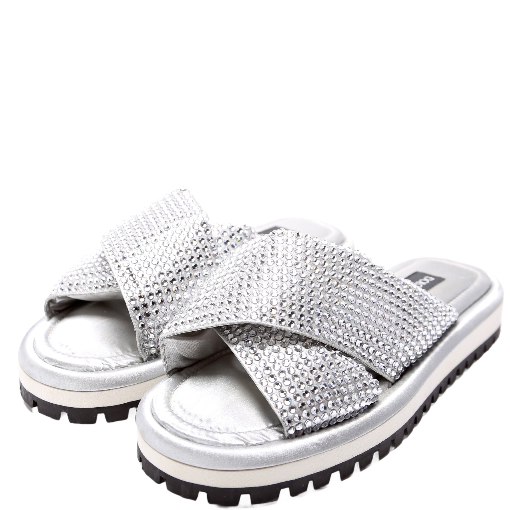 Rhinestone Crossover Slides Size 38