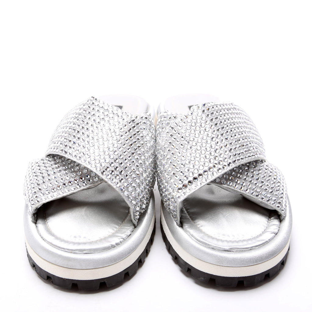 Rhinestone Crossover Slides Size 38