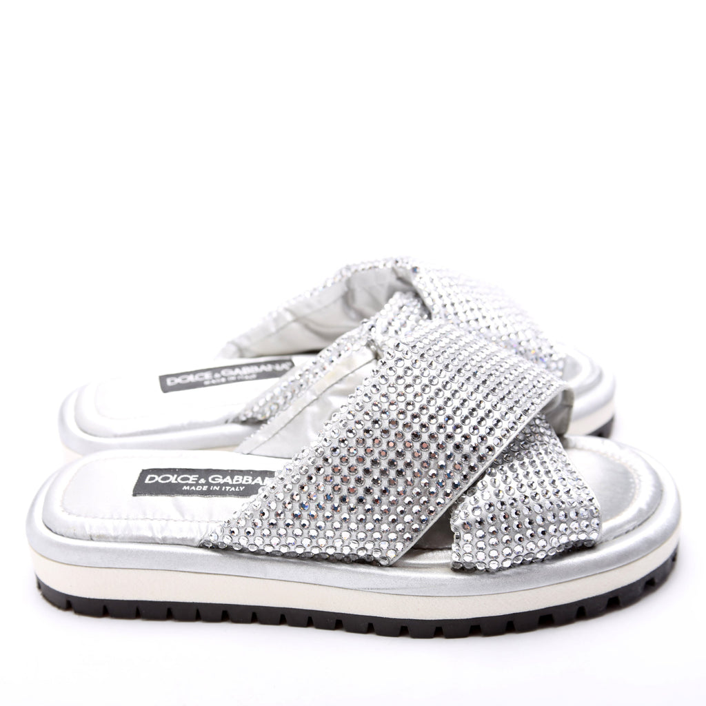 Rhinestone Crossover Slides Size 38