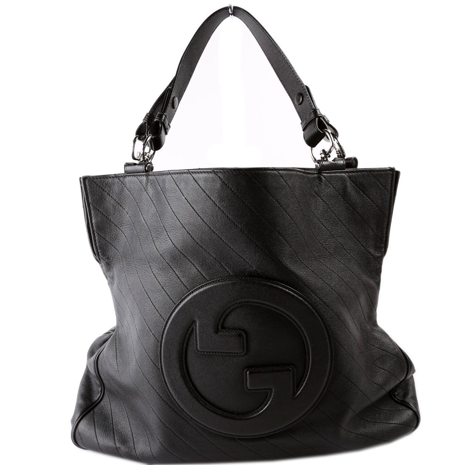 751516 Blondie Medium Leather Tote Black