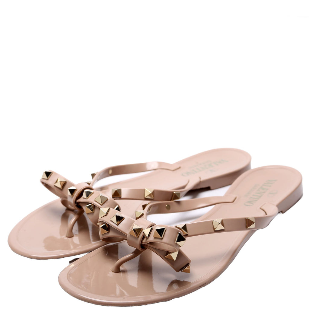 Rockstud Jelly Flip Flops Size 39 Tan