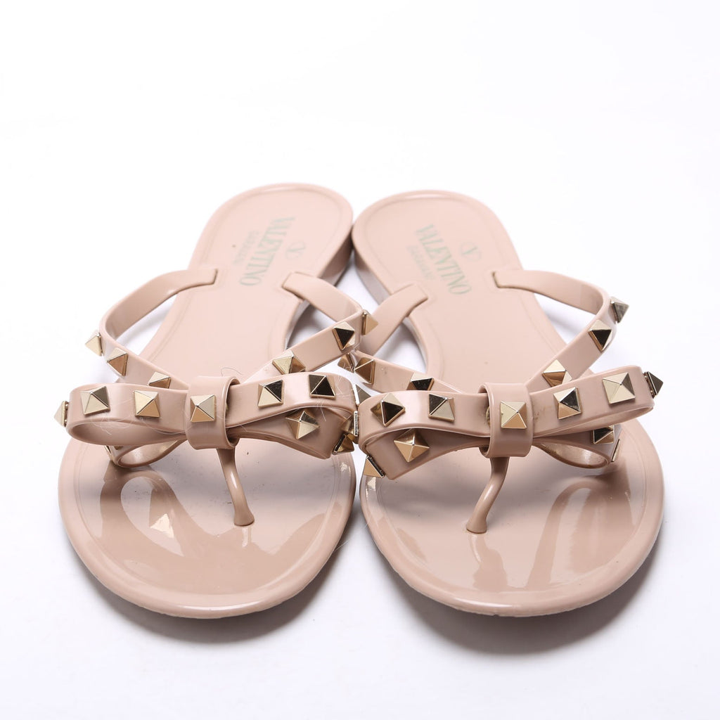 Rockstud Jelly Flip Flops Size 39 Tan