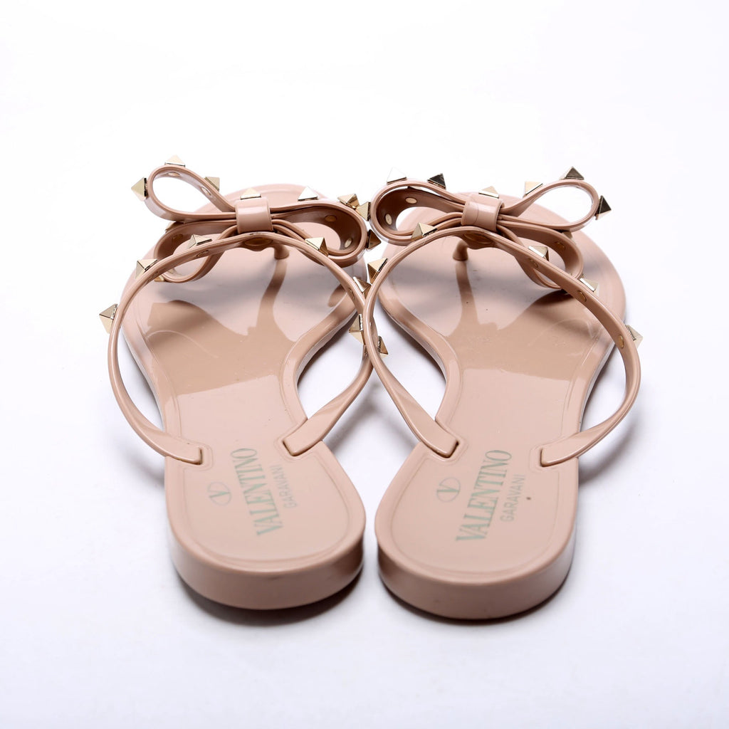 Rockstud Jelly Flip Flops Size 39 Tan