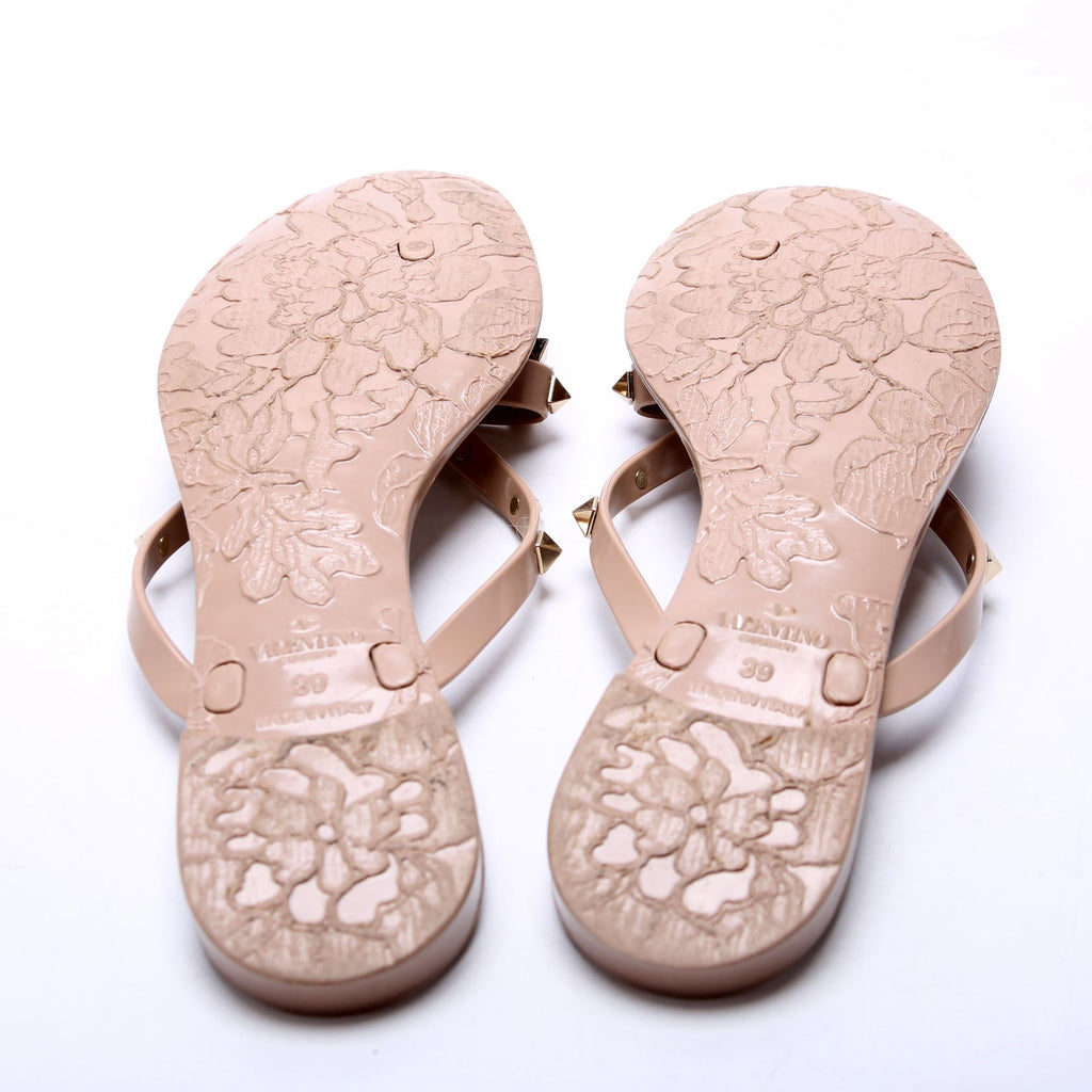 Rockstud Jelly Flip Flops Size 39 Tan